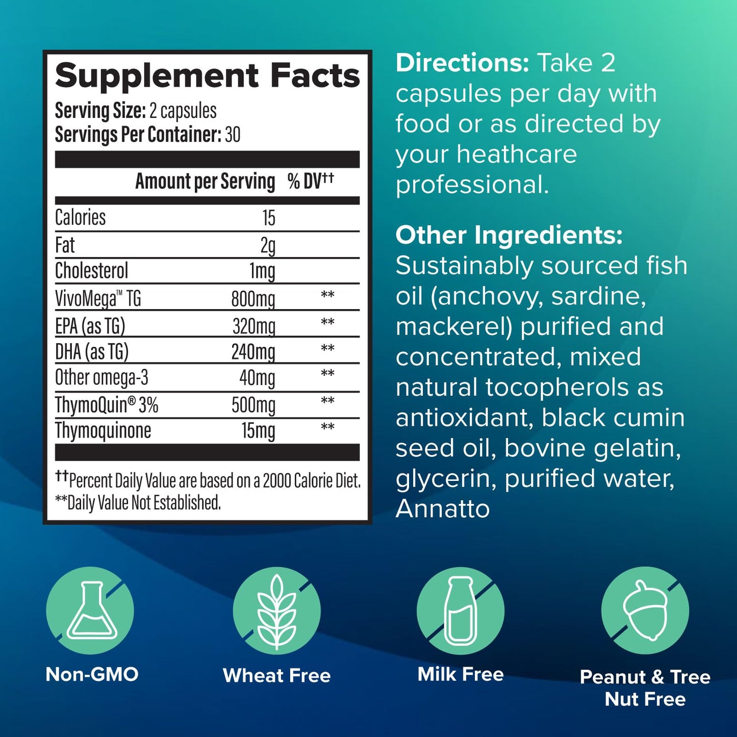 ThymoQuin OmegaQuin High Potency Dietary Supplements for Heart, Brain, & Joint Support Softgel 120