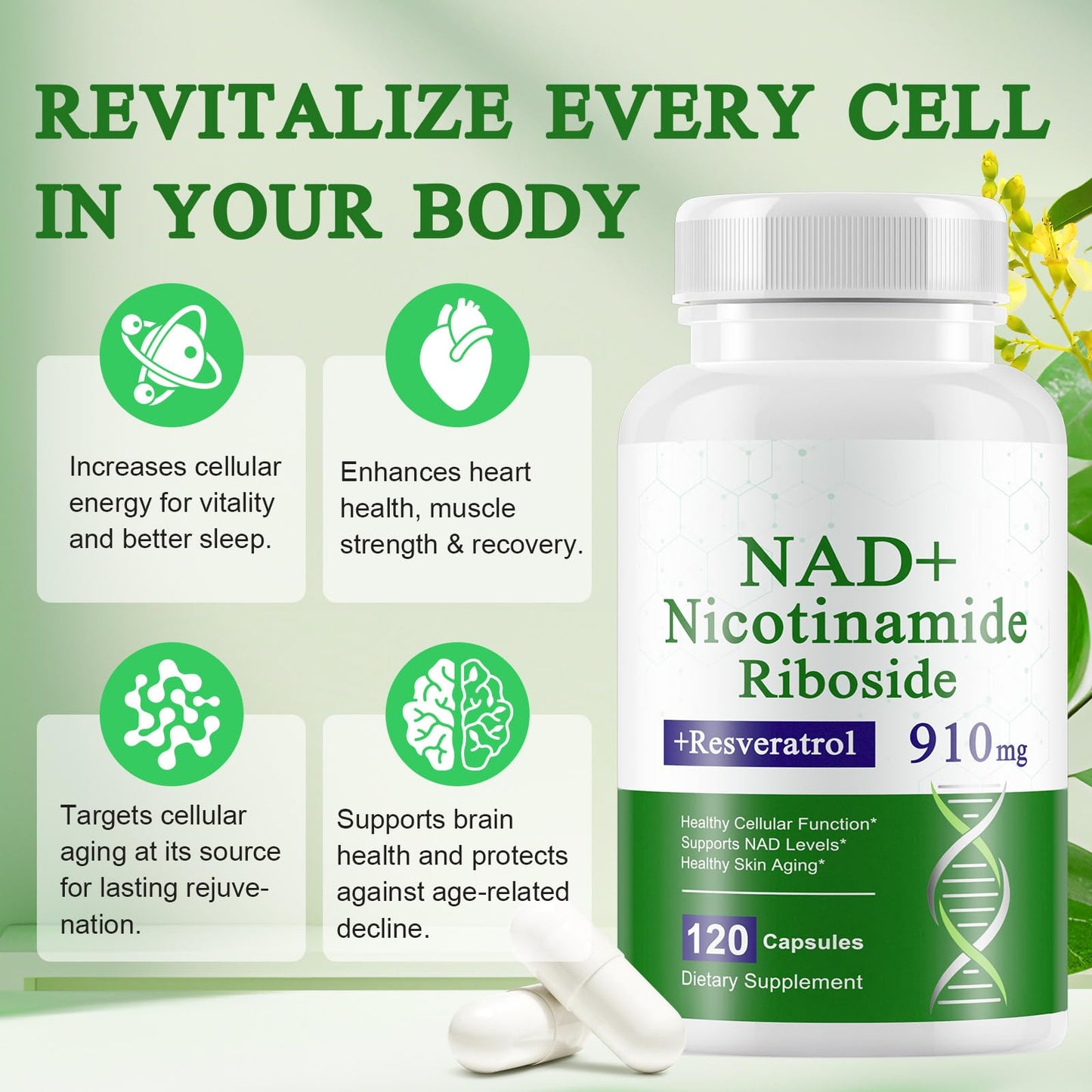 A r b c r n Nicotinamide Riboside Resveratrol 910mg Capsule, 240 Count