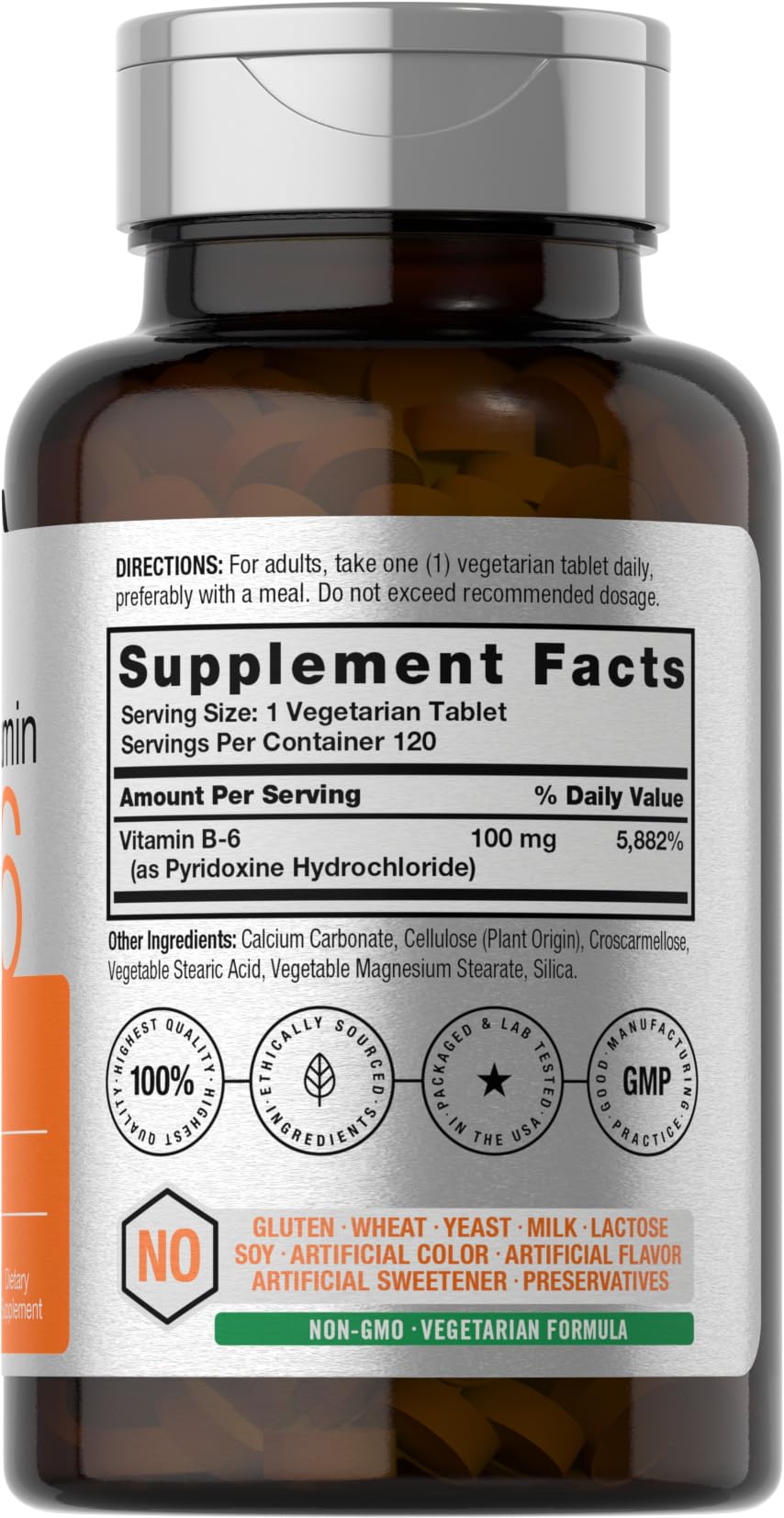 Horbäach Vitamin B6 100mg Pyridoxine HCl, 120 Tablets
