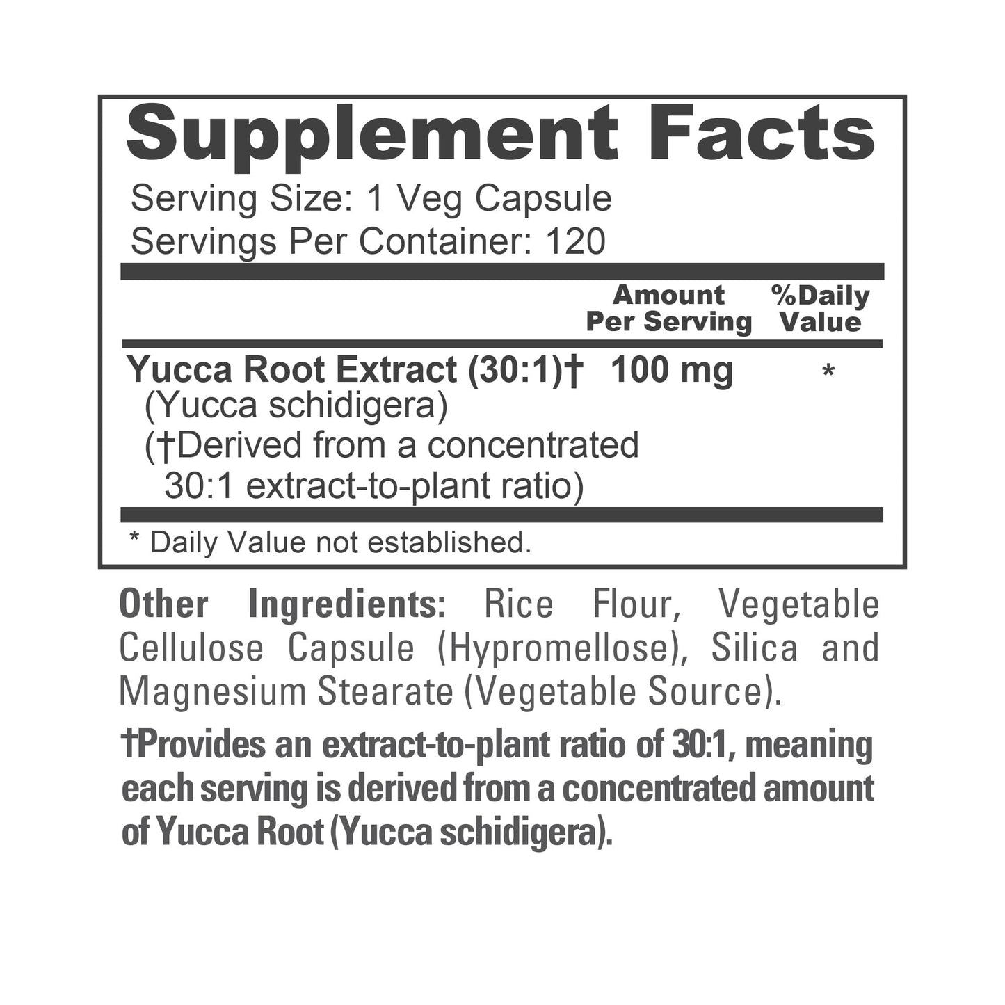 NusaPure Yucca Root 100 mg Capsules, 120 Count