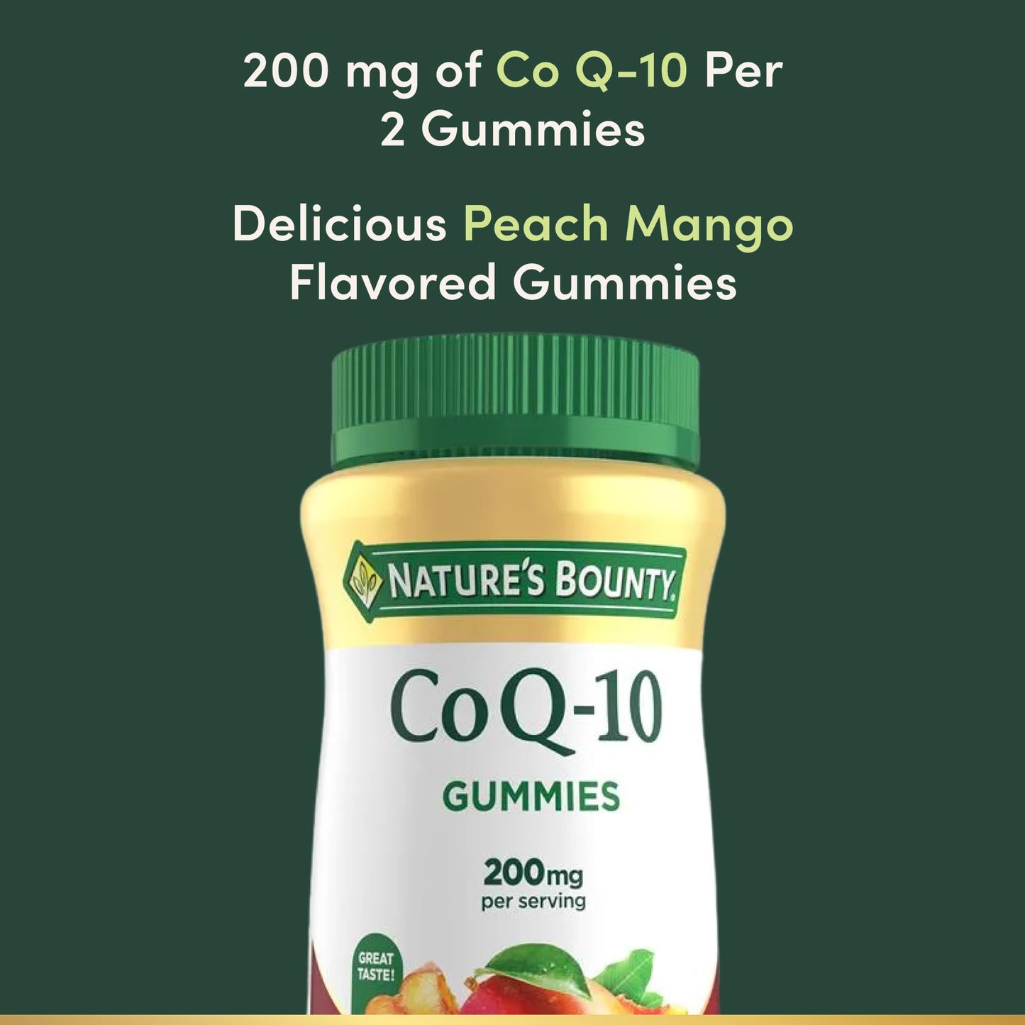 Nature's Bounty CoQ10 Gummies, 200mg, Peach Mango Flavor, 100 Count