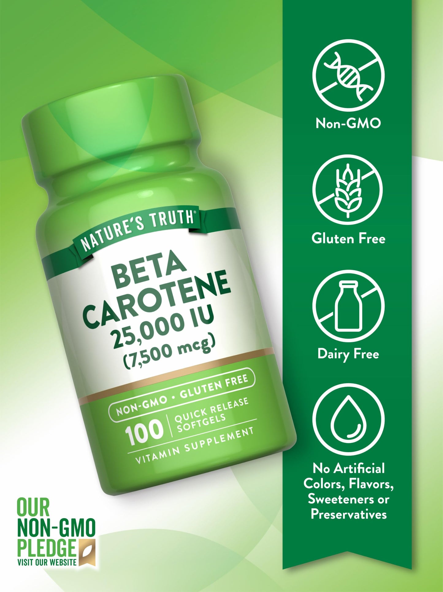 Nature's Truth Beta Carotene 25000 IU Softgels 100 Count