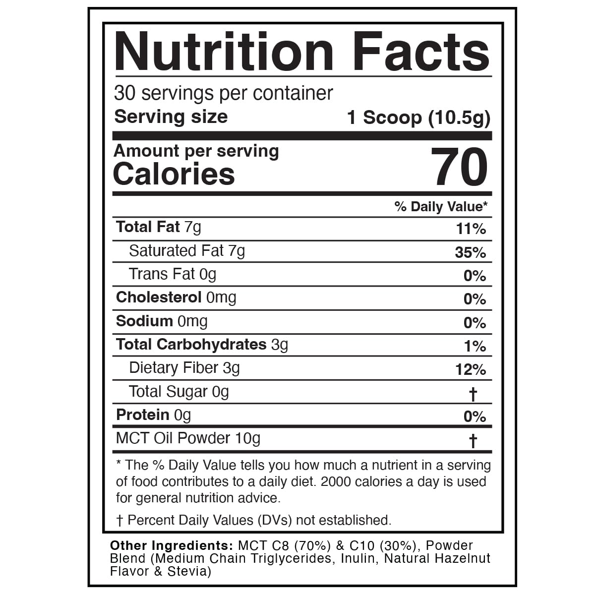 Divine Health Dr. Colbert MCT Oil Powder Hazelnut Flavor Coffee Creamer, 11.11 oz