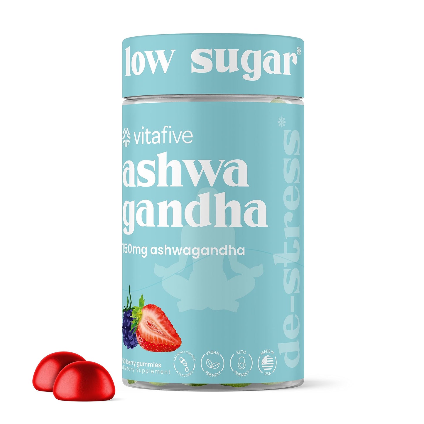 Vitafive Ashwagandha Gummies with Vitamin B12, Gummies, 50 Count