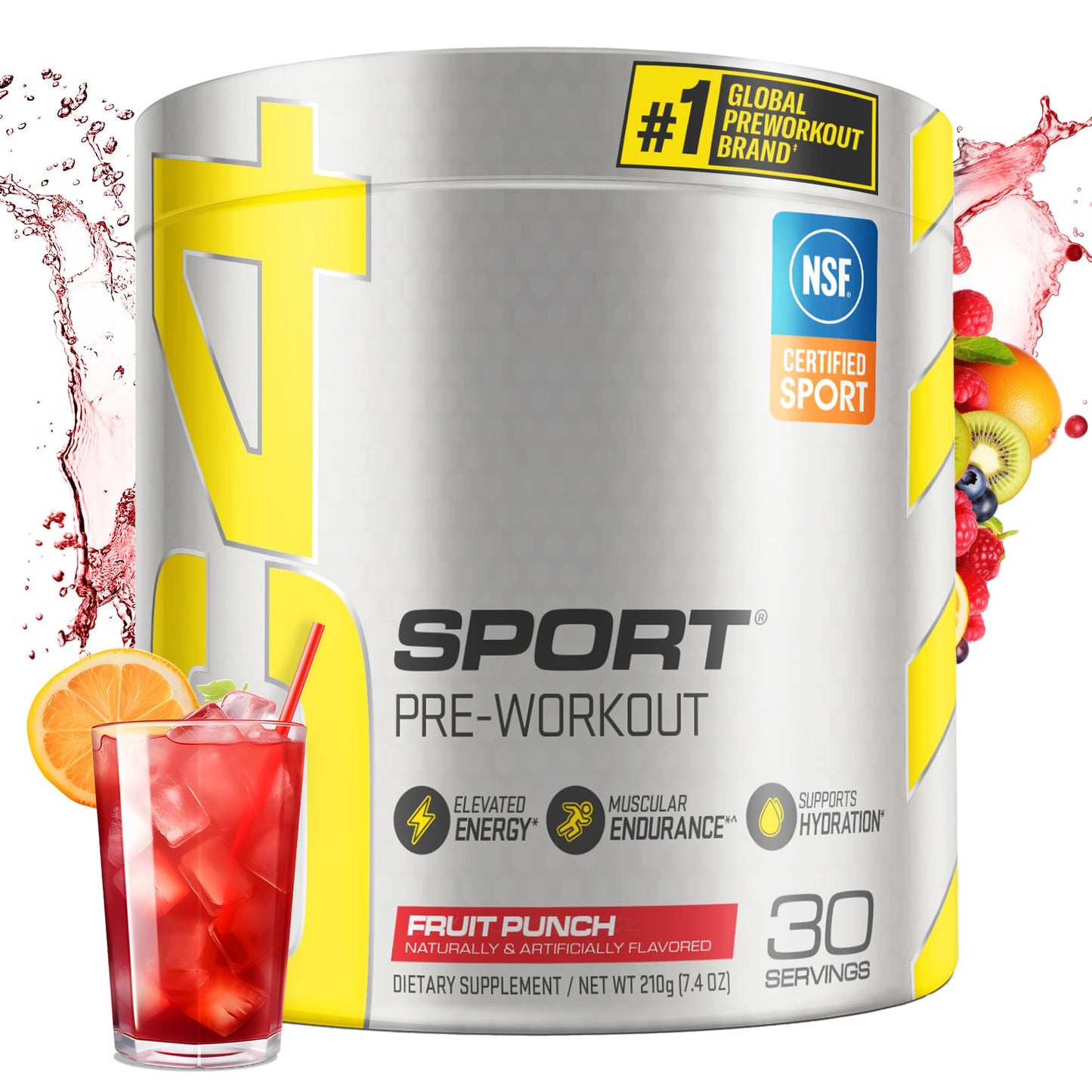C4 Sport Pre Workout Powder Fruit Punch, 30 Servings (7.4 oz)