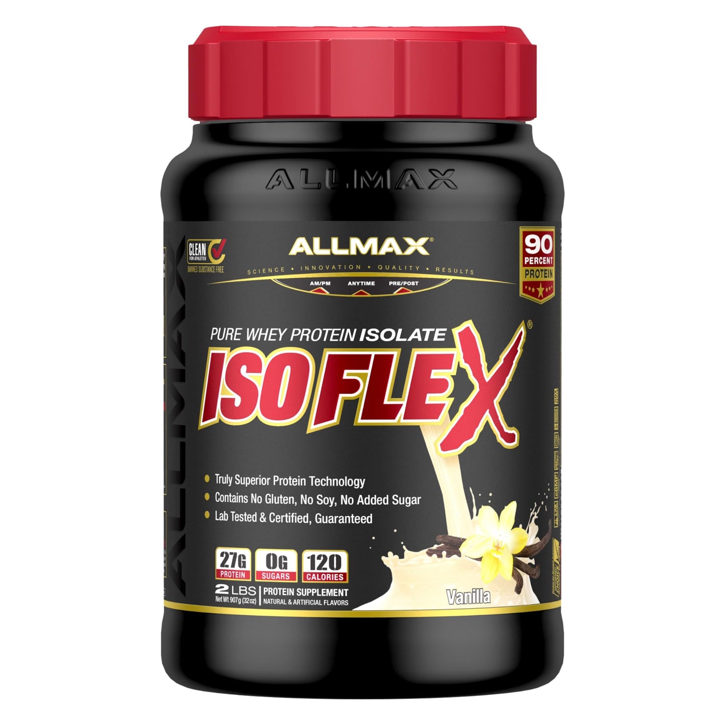 ALLMAX ISOFLEX Whey Protein Isolate Powder, Vanilla, 32 Servings