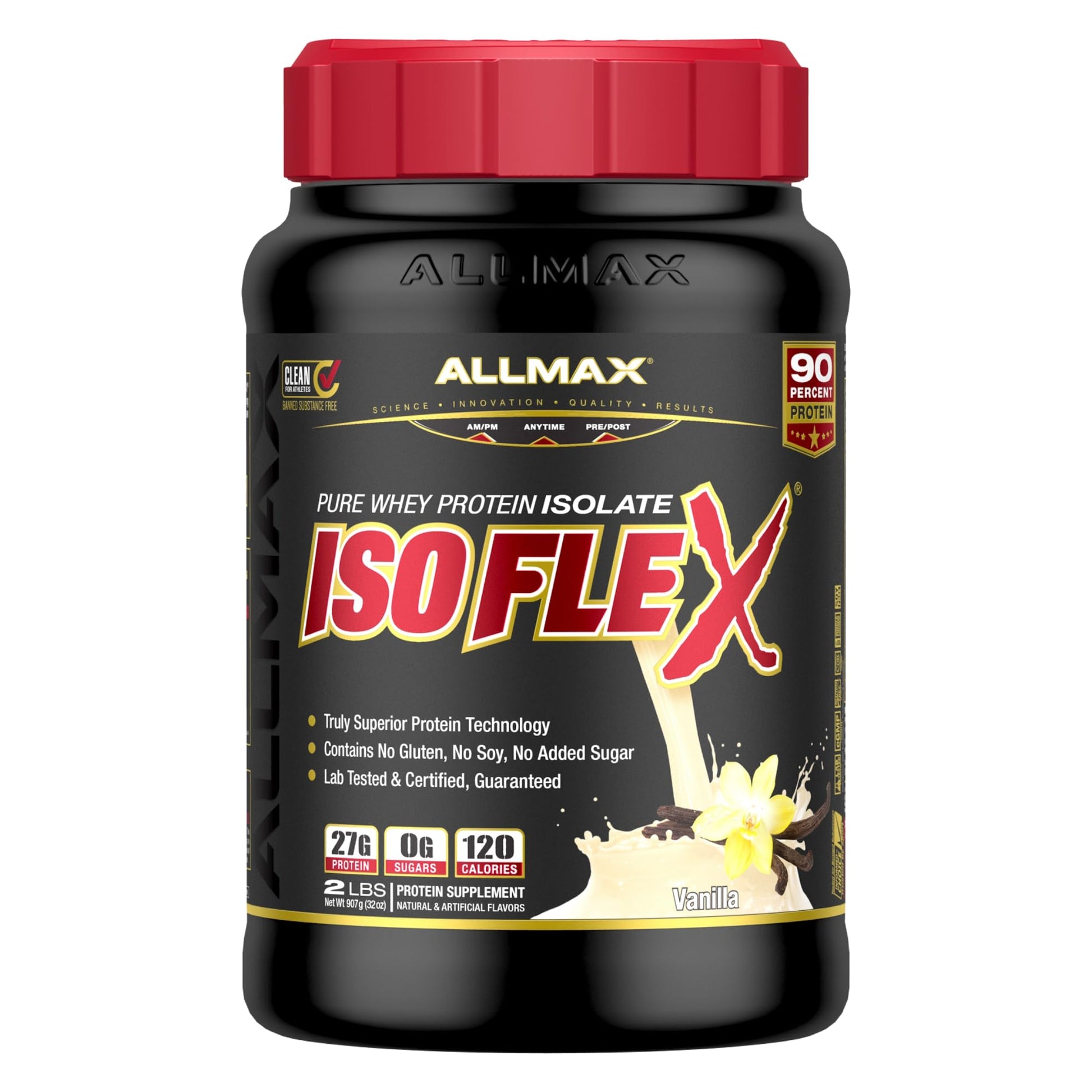 ALLMAX ISOFLEX Whey Protein Isolate Powder, Vanilla, 32 Servings
