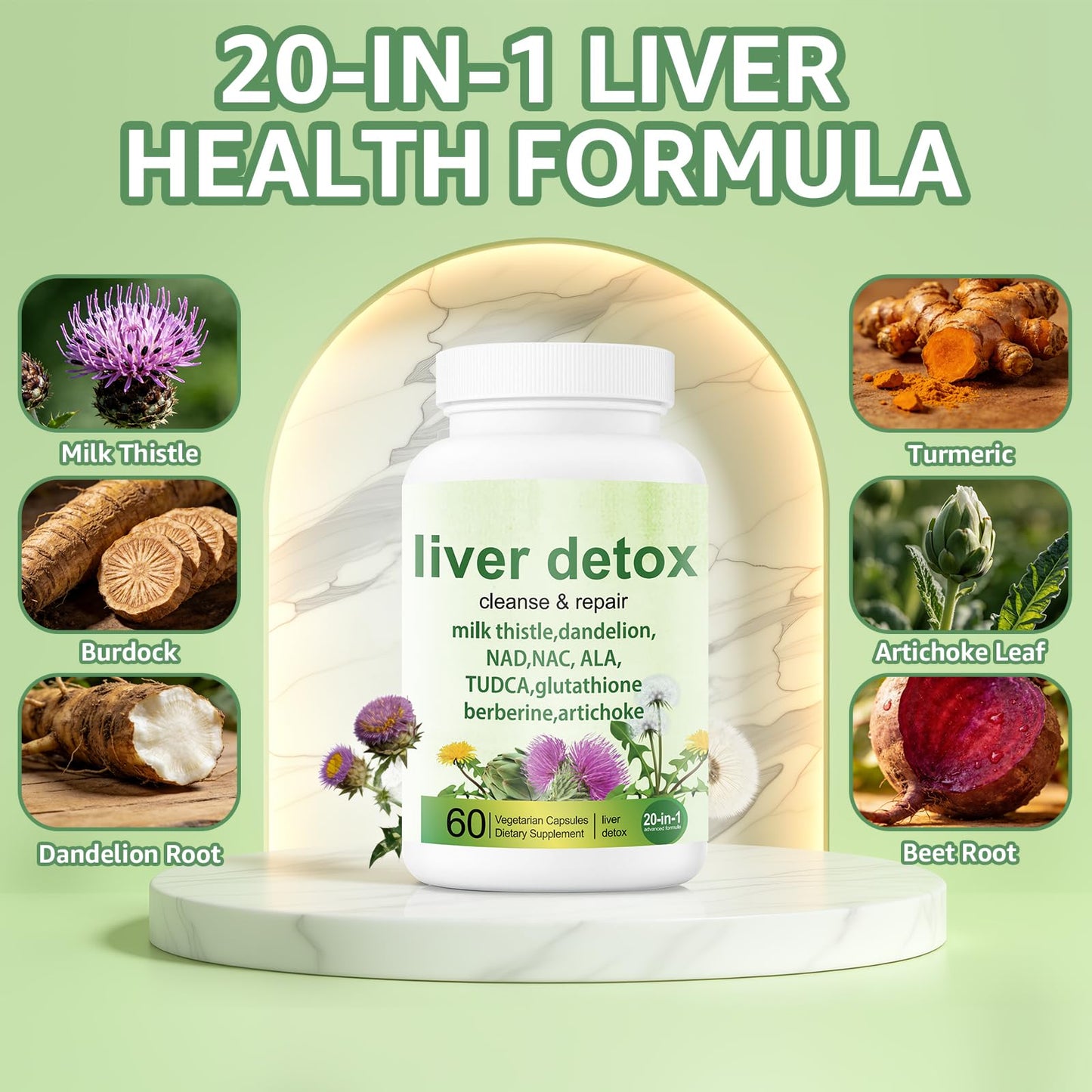 EZTZMCN Liver Detox Capsules 60 Count