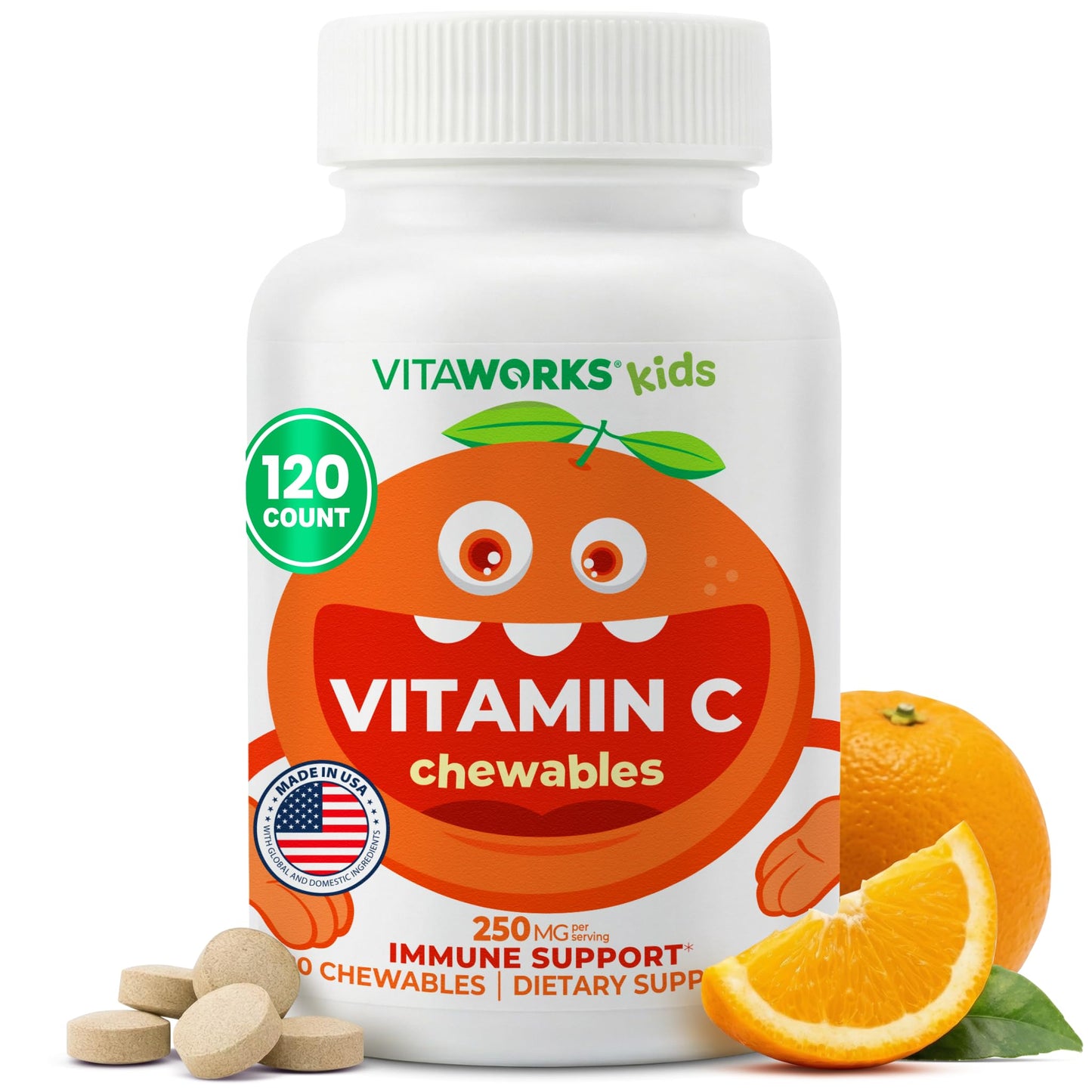 VitaWorks Kids Vitamin C Chewable Tablets 120 Count