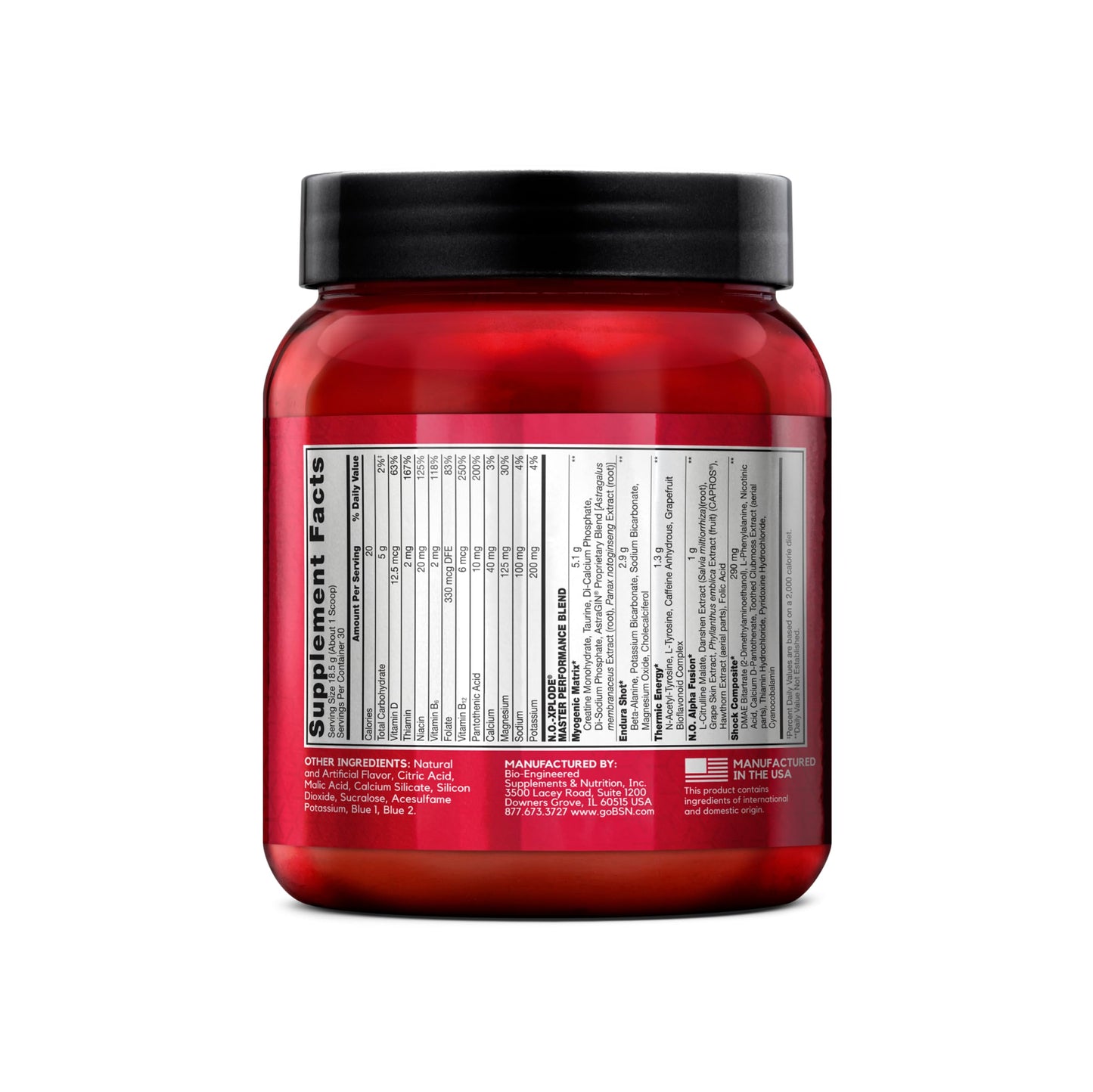 BSN N.O.-XPLODE Pre Workout Powder with Creatine, Blue Raz, 30 Servings