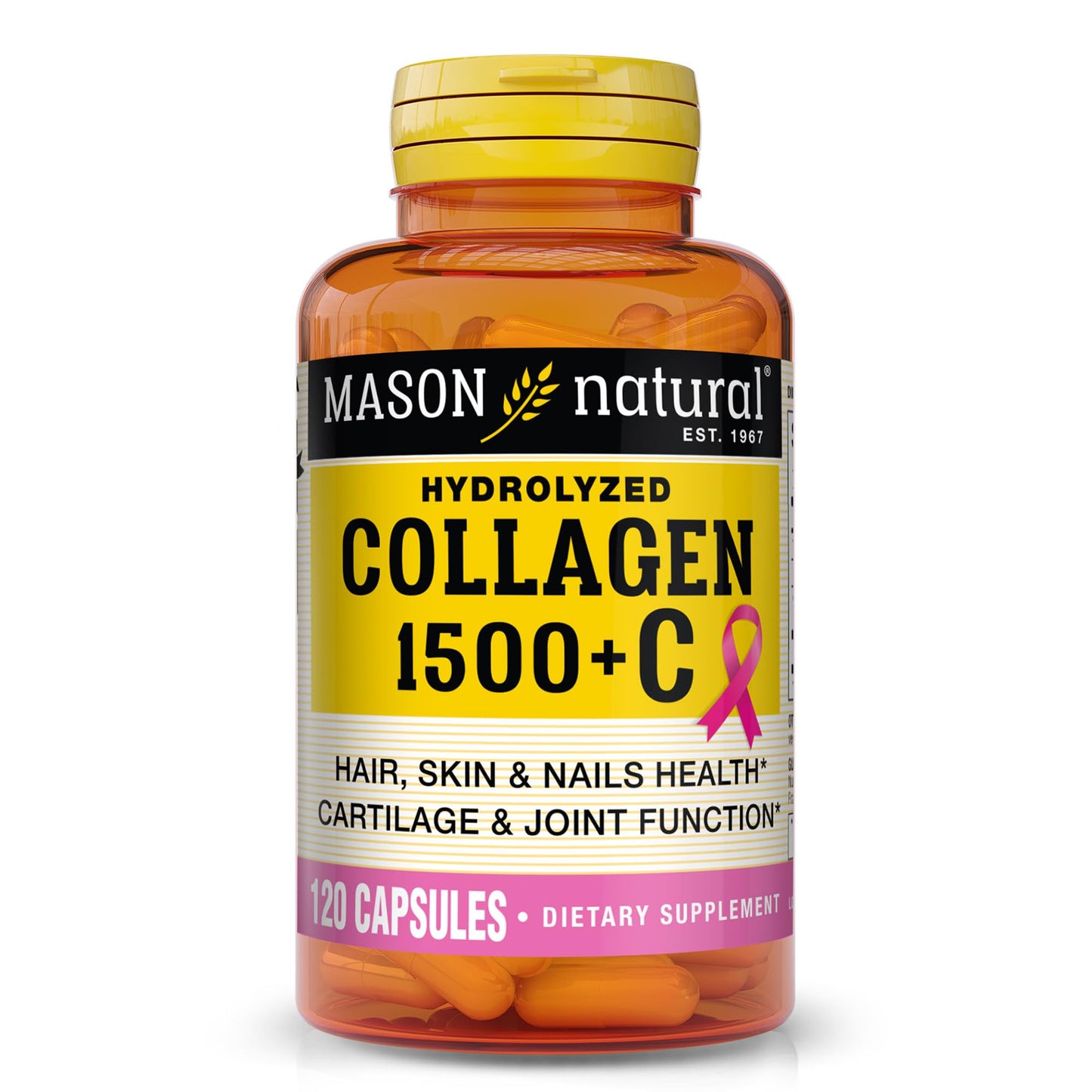 MASON NATURAL 1500mg Collagen with Vitamin C & Biotin, 120 Capsules