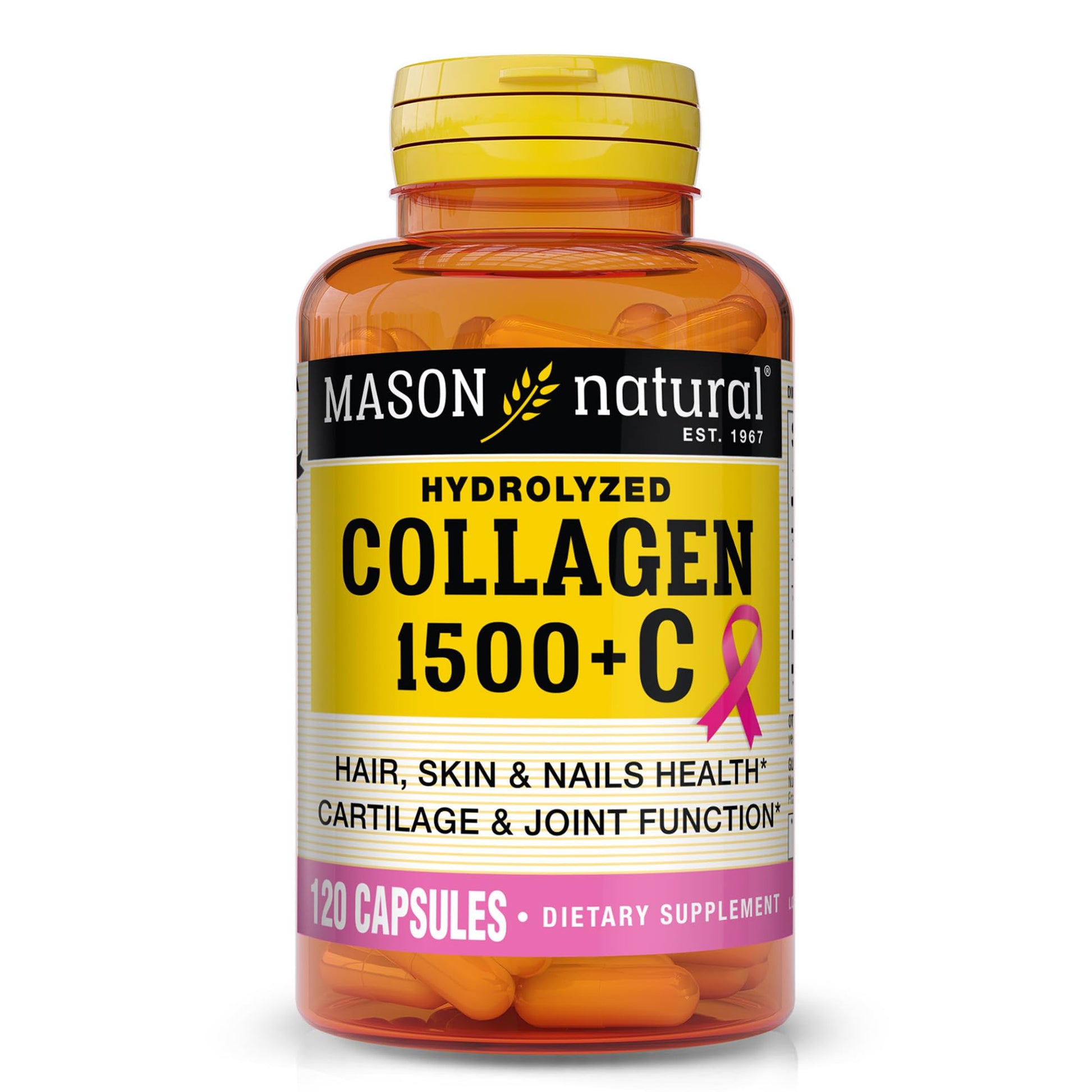 MASON NATURAL 1500mg Collagen with Vitamin C & Biotin, 120 Capsules