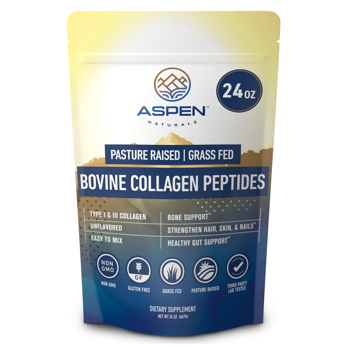 Aspen Naturals Bovine Collagen Peptides Powder, 24 oz