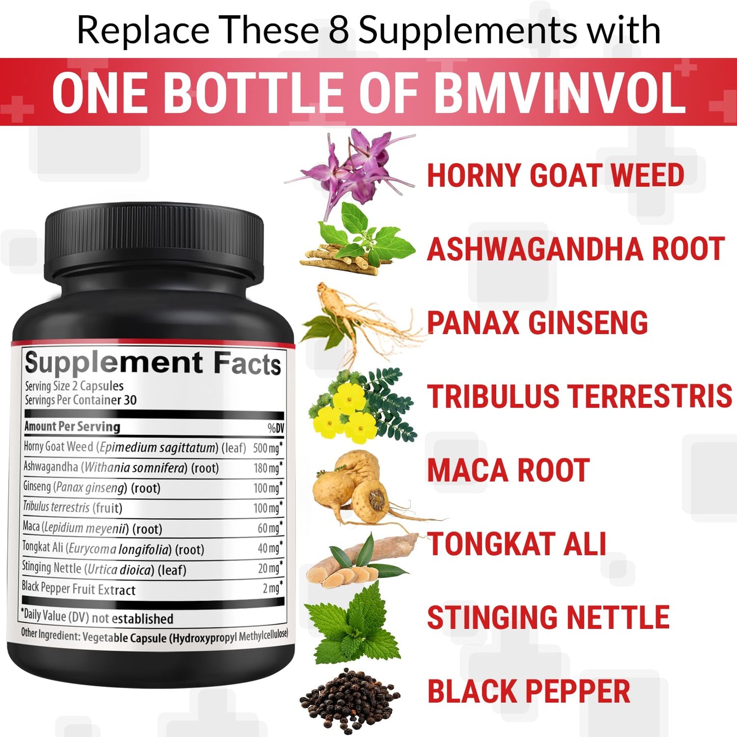BMVINVOL Horny Goat Weed Capsules 60 Count