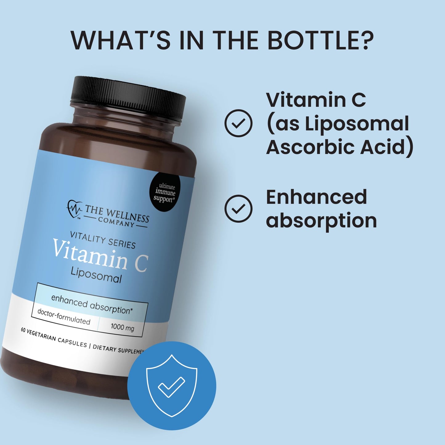 The Wellness Company Liposomal Vitamin C – Ultimate Absorption for Immune Support Capsule 60 Count