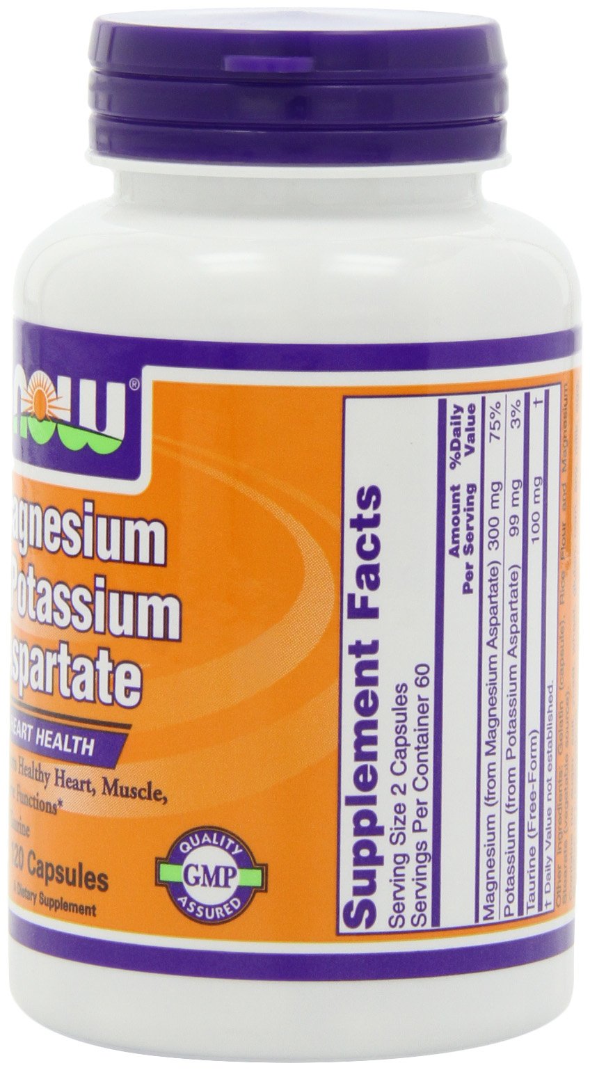 NOW Foods Magnesium and Potassium Aspartate with Taurine, 240 Capsules