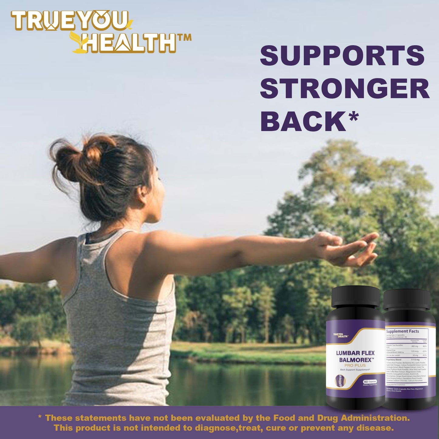 True You Health Lumbar Flex Balmorex Pro Plus Back Supplement Capsule 90 Count