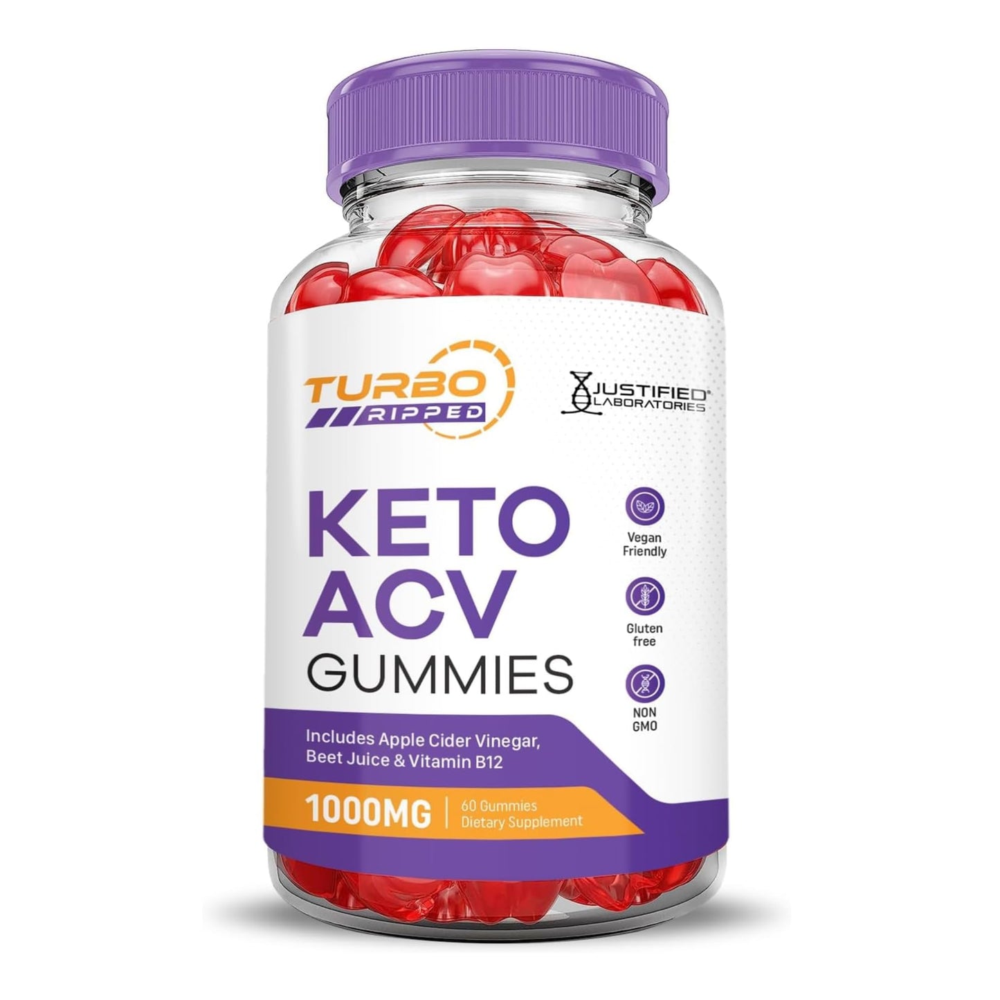 Justified Laboratories Turbo Ripped Keto ACV Gummies (1000 mg) 60 Count
