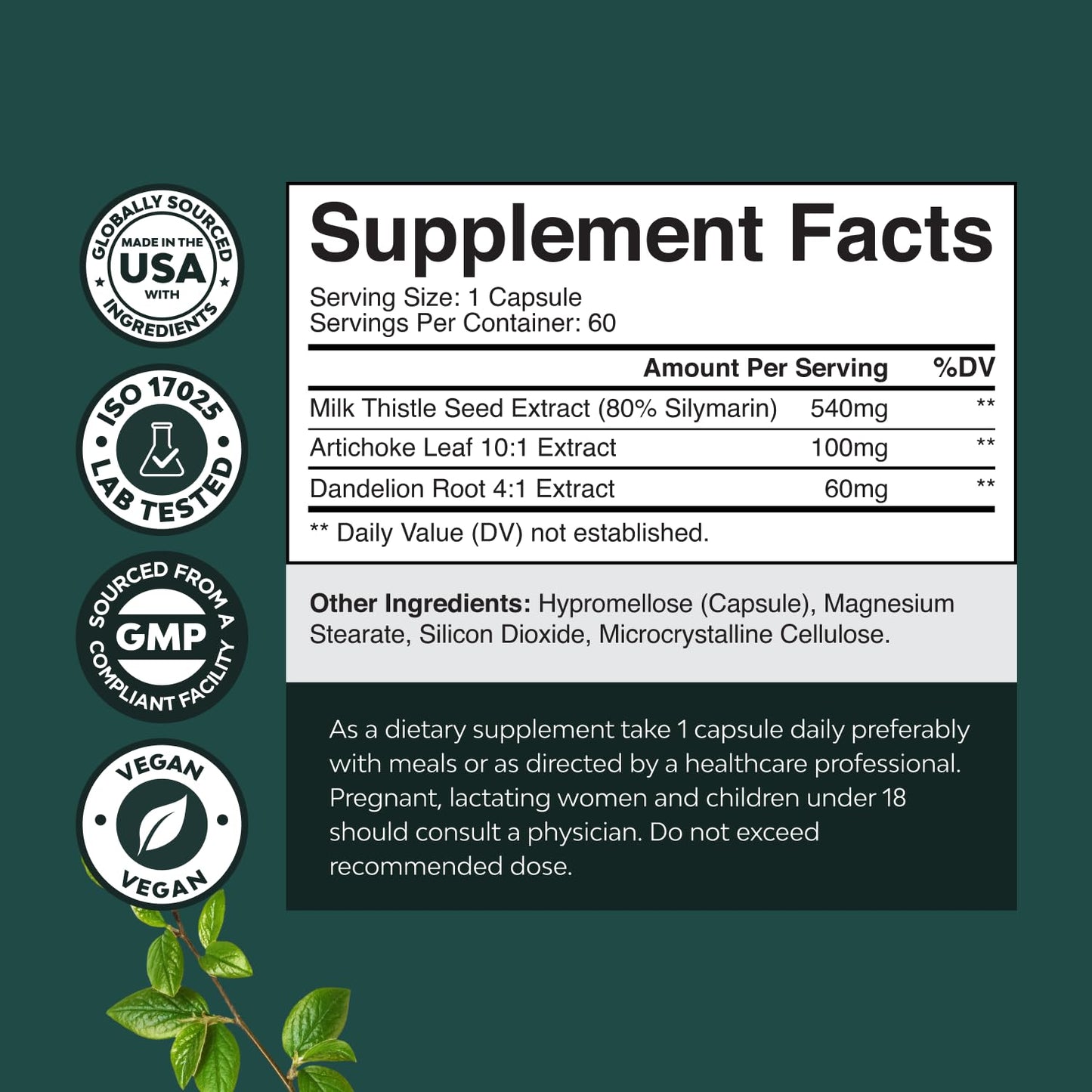Natures Craft Milk Thistle Liver Support Capsule, 60 Count