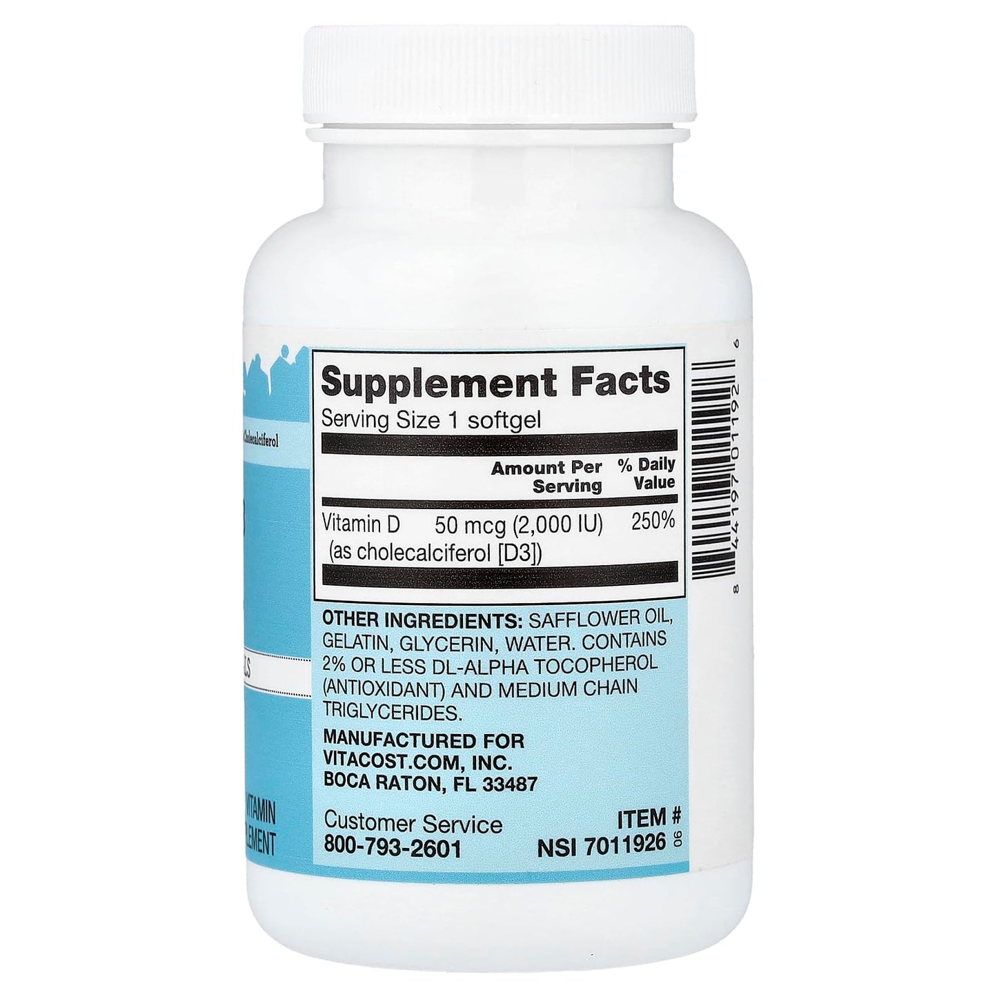 Vitacost Vitamin D3 Softgel 730 Softgels