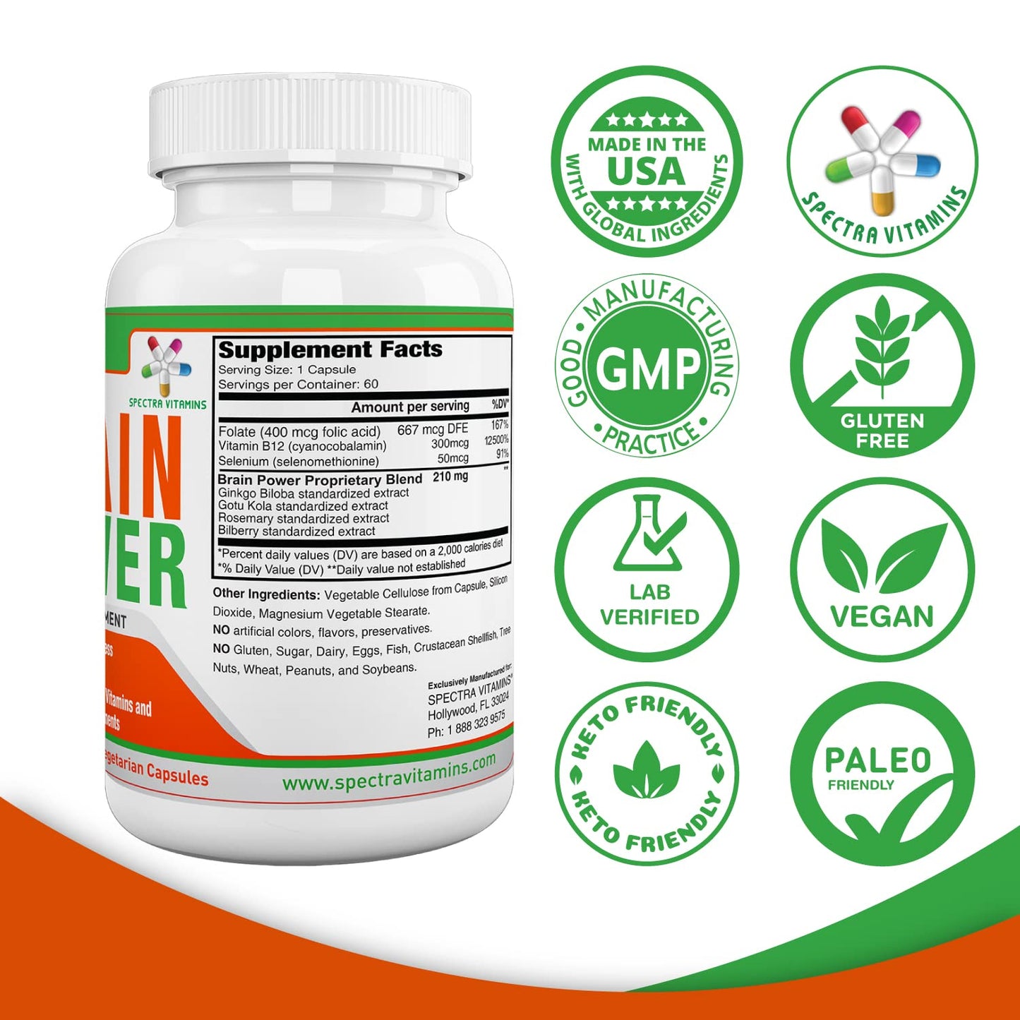 Spectra Vitamins Brain Power Capsule, 60 Capsules