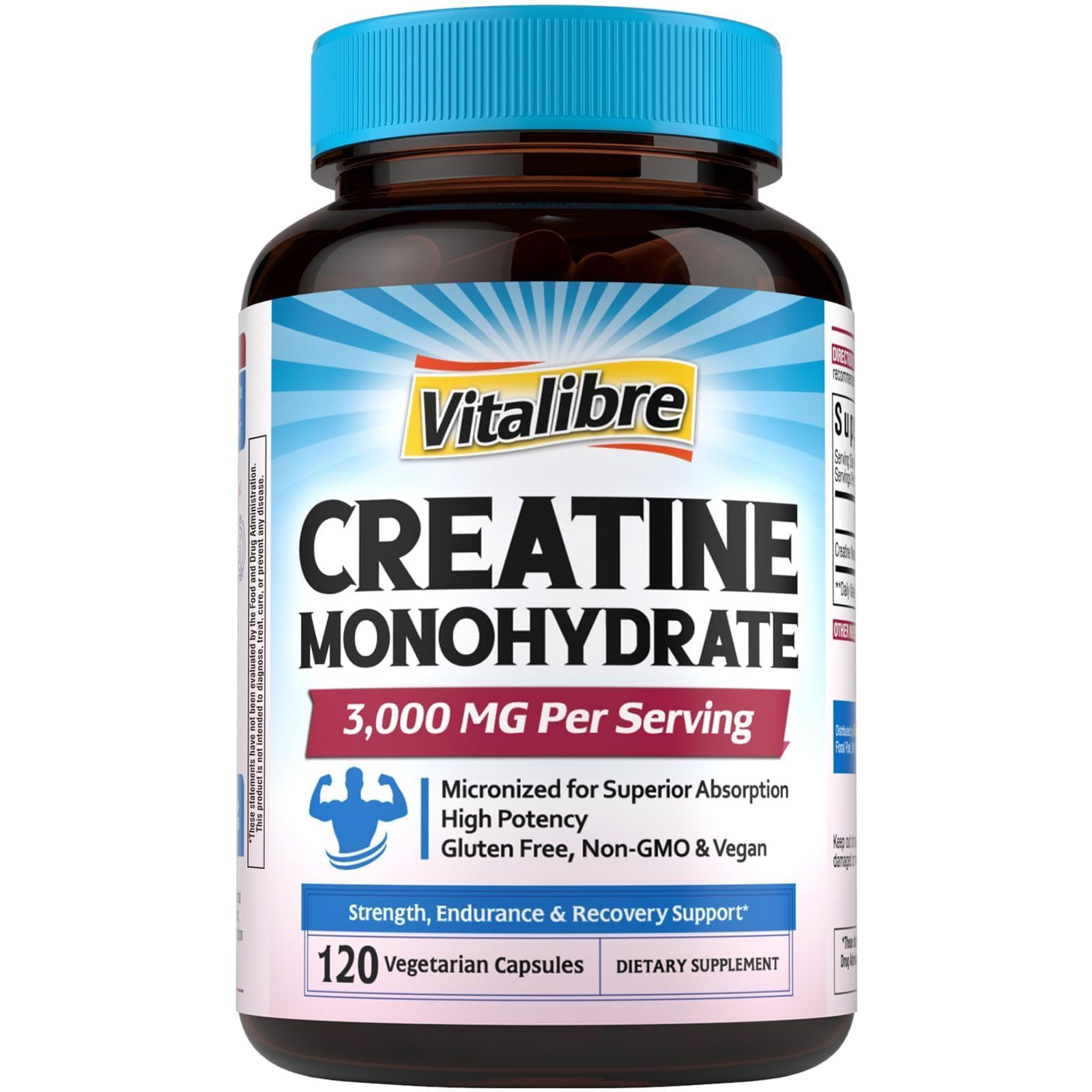 Vitalibre Creatine Monohydrate 3000 mg Capsule, 120 Capsules