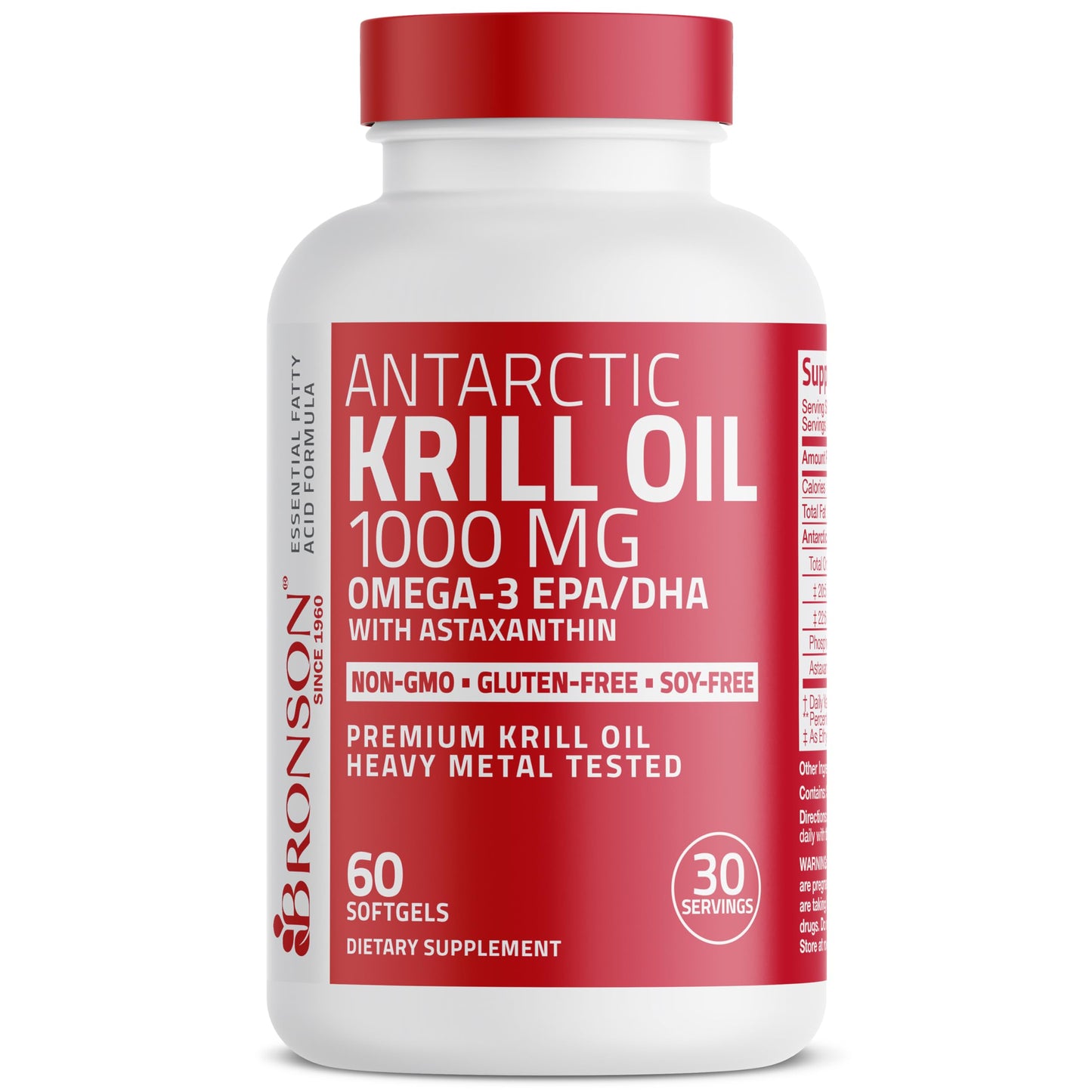 Bronson Antarctic Krill Oil 1000 mg with Omega-3s Softgels 60