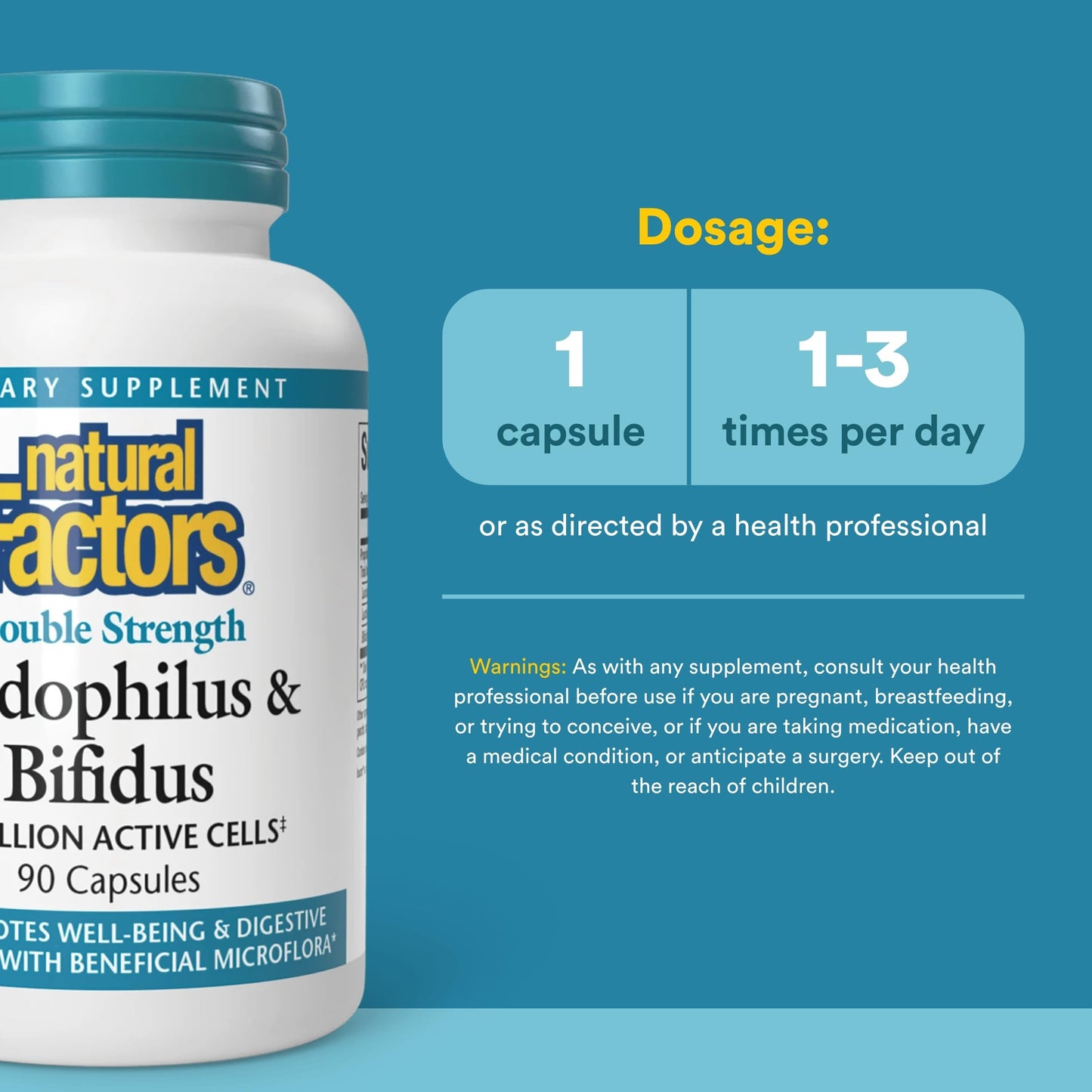 Natural Factors Acidophilus & Bifidus Capsules, 90 Count