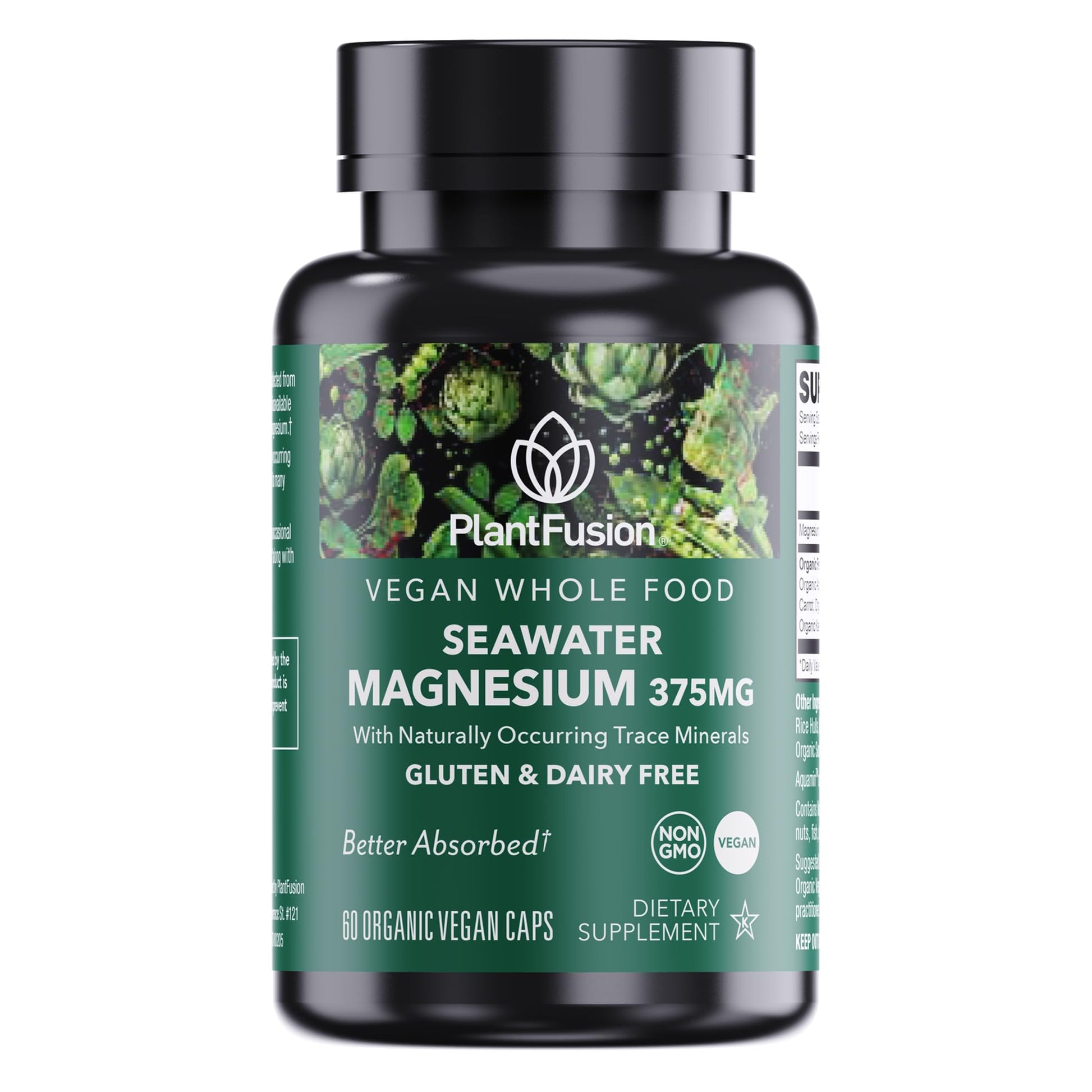 PlantFusion Vegan Magnesium Complex 375mg from Sea Water Capsules, 60 Count