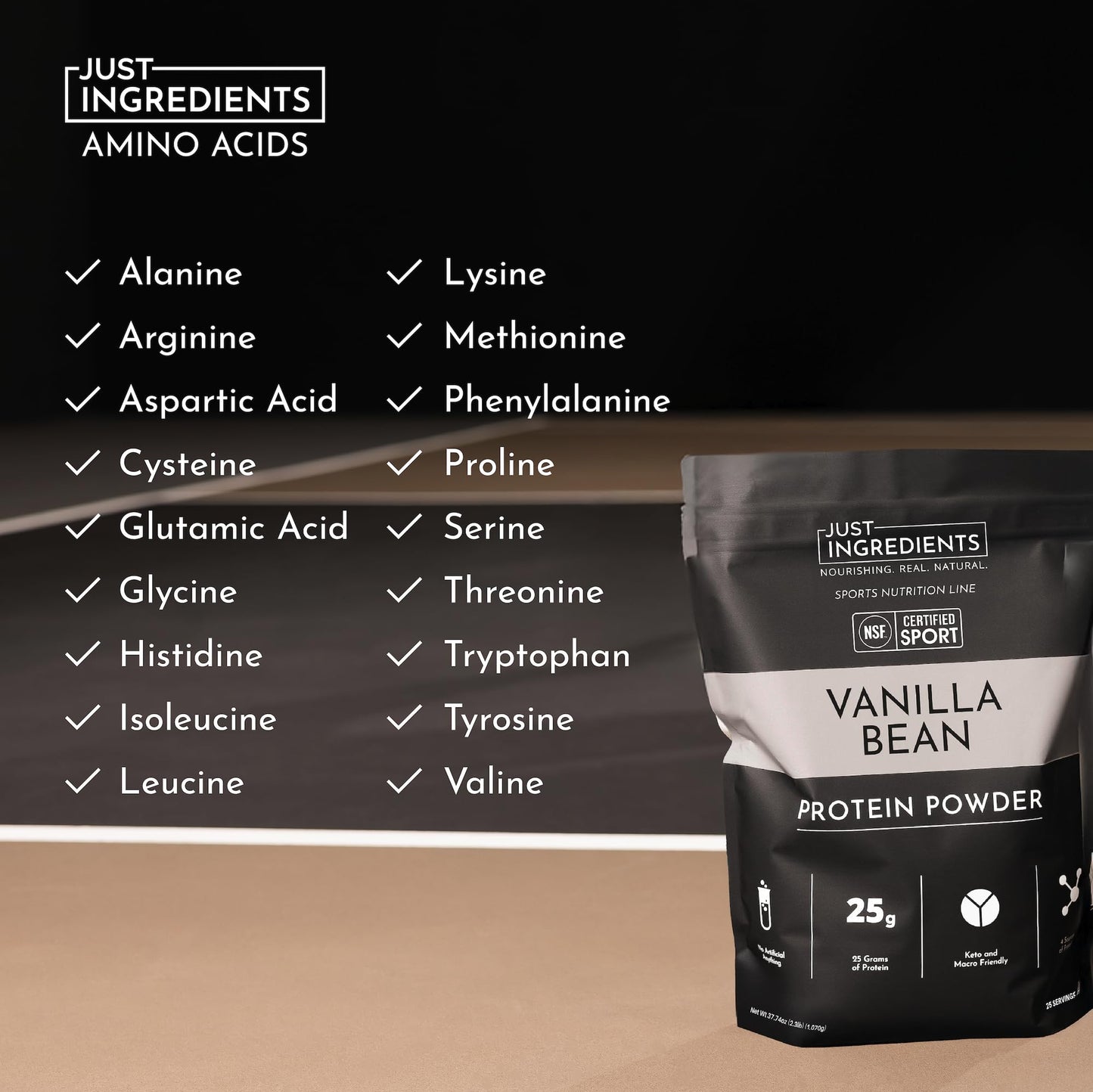 JUST INGREDIENTS Vanilla Bean Protein Powder, 25 Servings