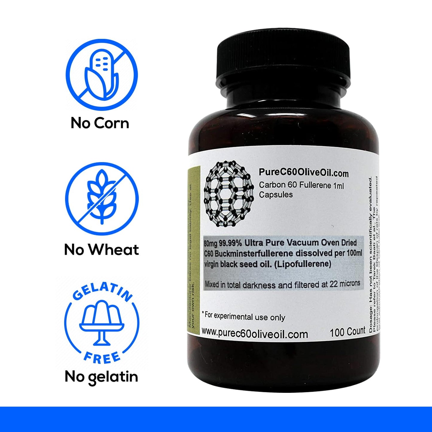 PureC60OliveOil.com C60 Organic Black Seed Oil Capsule, 100 Capsules