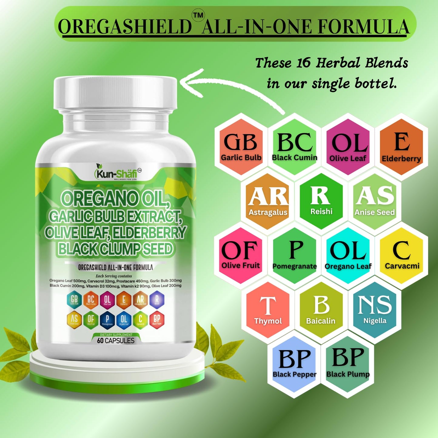 Kun Shafi Oregano Oil Complex Capsule 60 Count