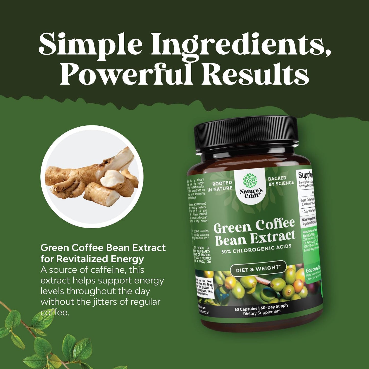 Natures Craft Pure Green Coffee Bean Extract Capsule, 60 Count