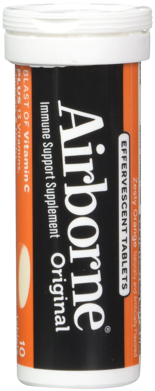 Airborne Zesty Orange Effervescent Tablets 1000mg Vitamin C Immune Support, 10 Count