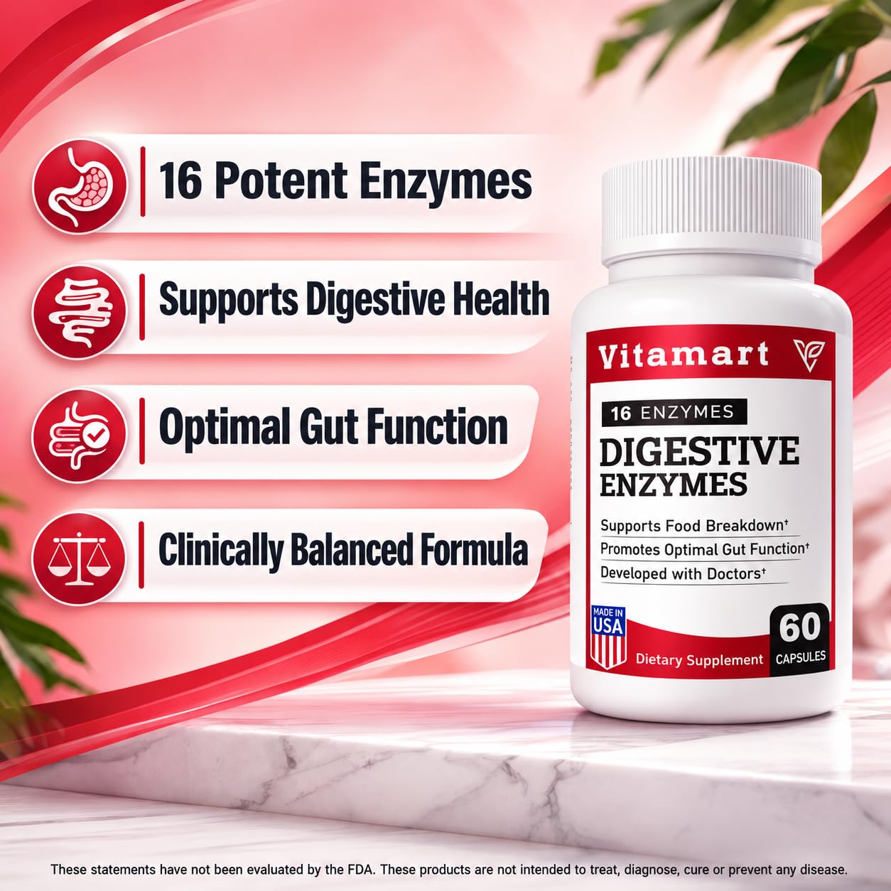 Vitamart Digestive Enzymes for Women & Men 60 Capsules