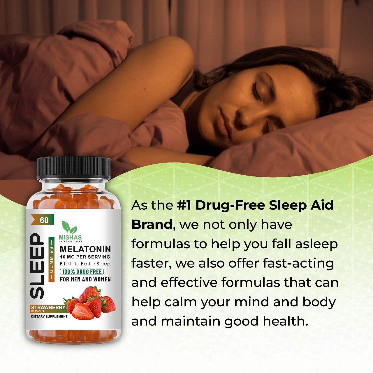 Mishas Melatonin Sleep Support Gummies 10 mg, 60 Gummies