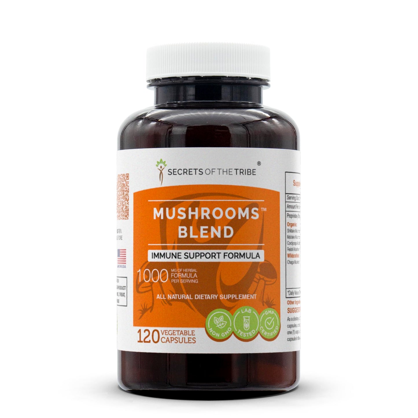 Secrets of the Tribe Mushrooms Blend Immune Support Formula Herbal Supplement Blend Capsules 120 Count