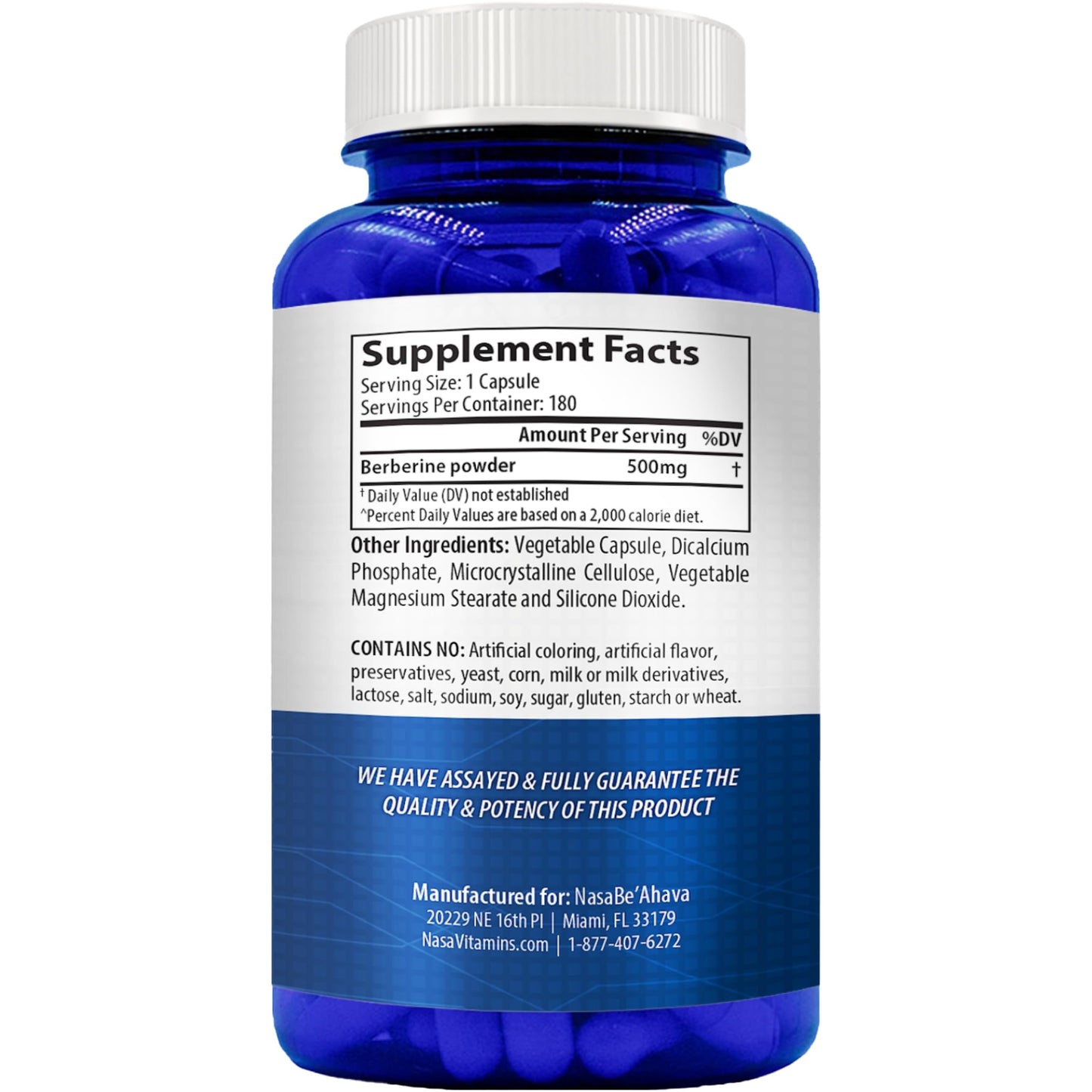 NasaBeahava Berberine 500mg Capsule, 180 Capsules