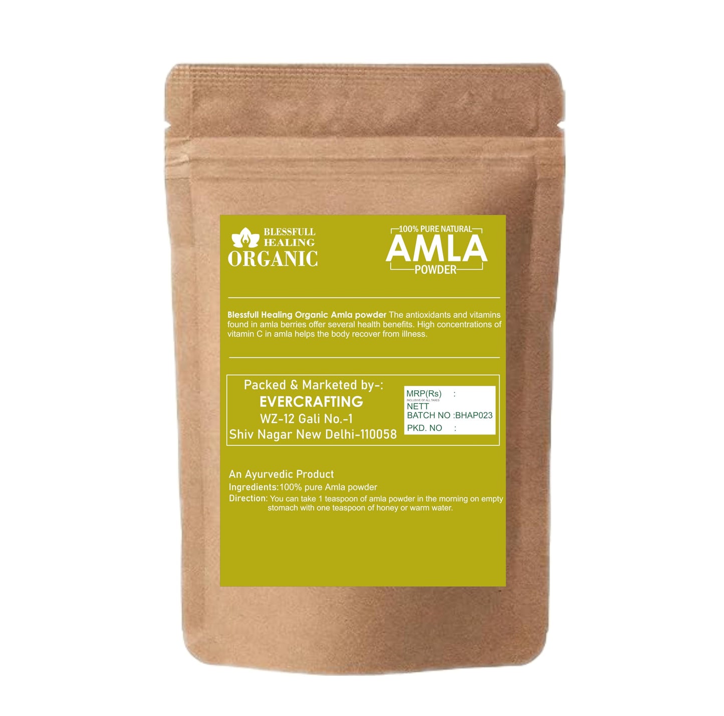 Blessfull Healing Organic Amla Powder, Pack of 3, 300 Grams, Vegan