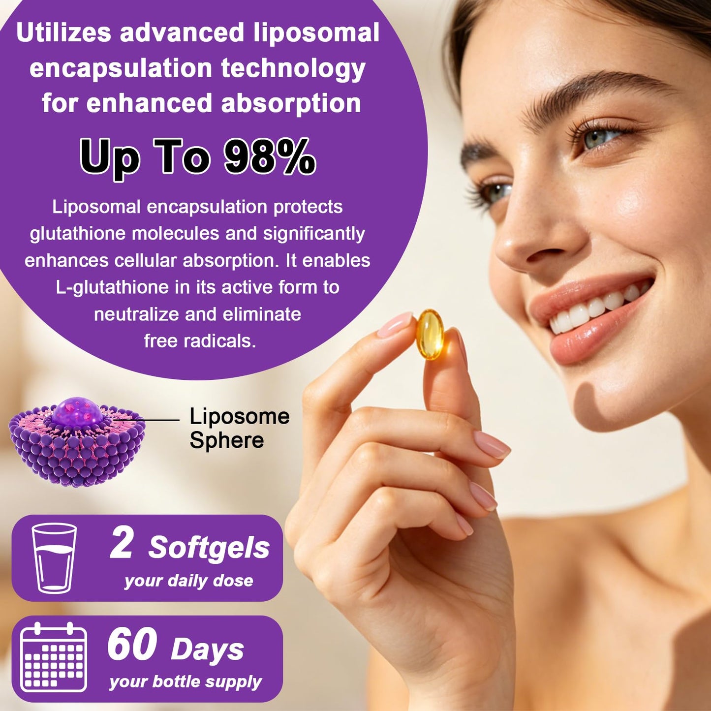 GLOVVUUP Liposomal Glutathione Softgels 120 Count