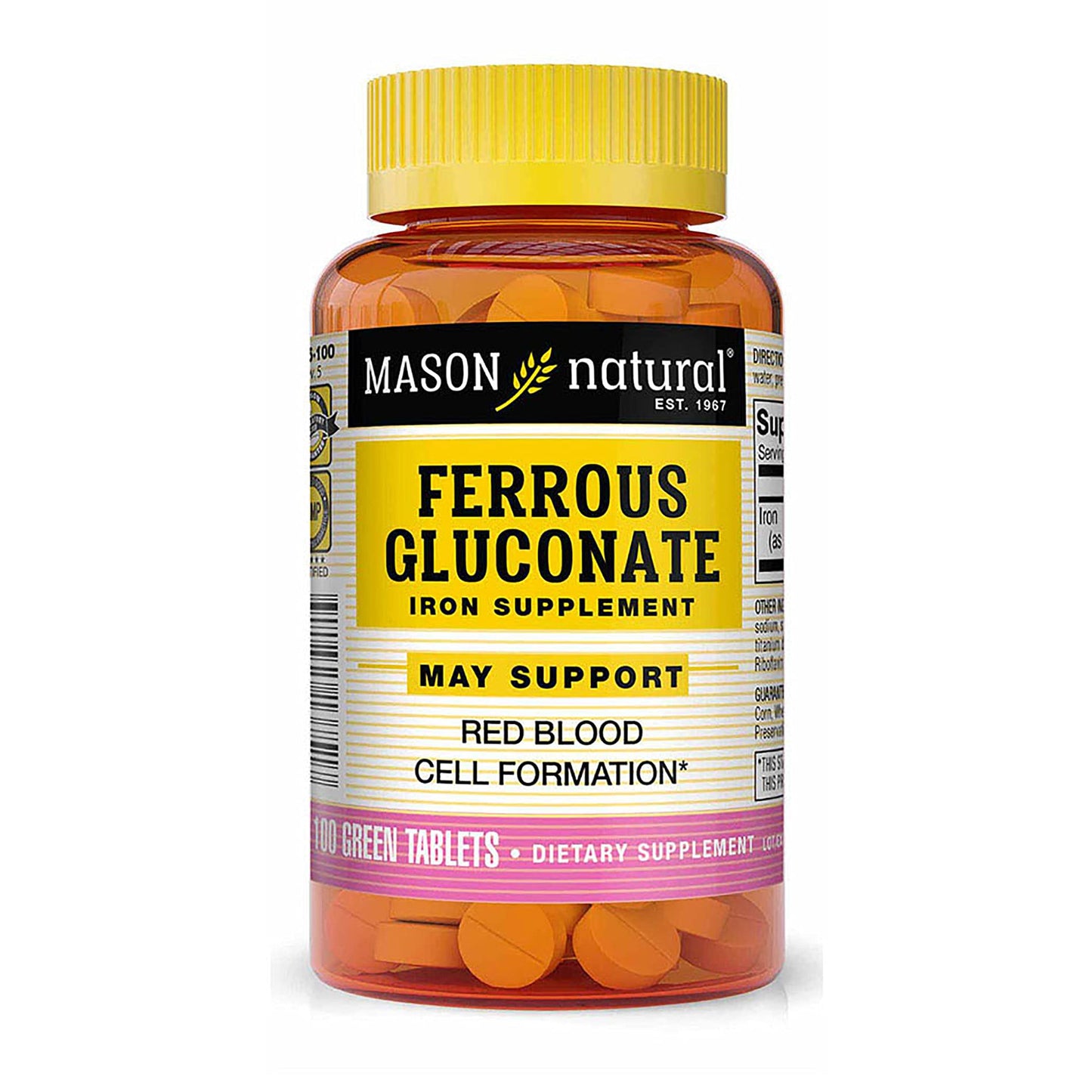 Mason Natural Ferrous Gluconate Tablets, 100 Count