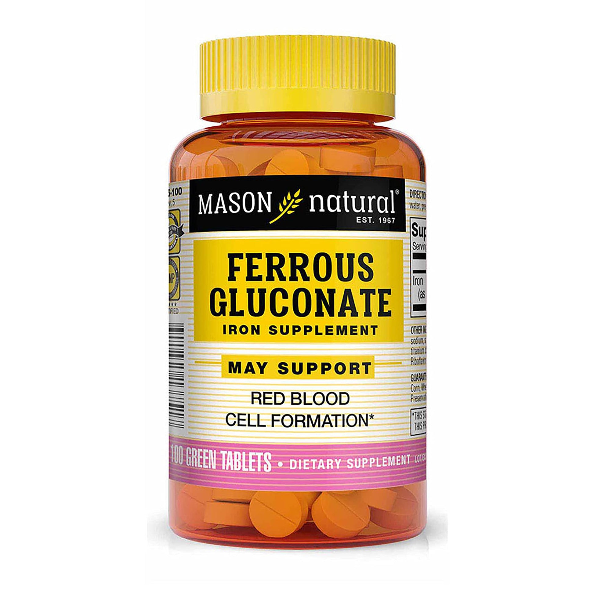 Mason Natural Ferrous Gluconate Tablets, 100 Count