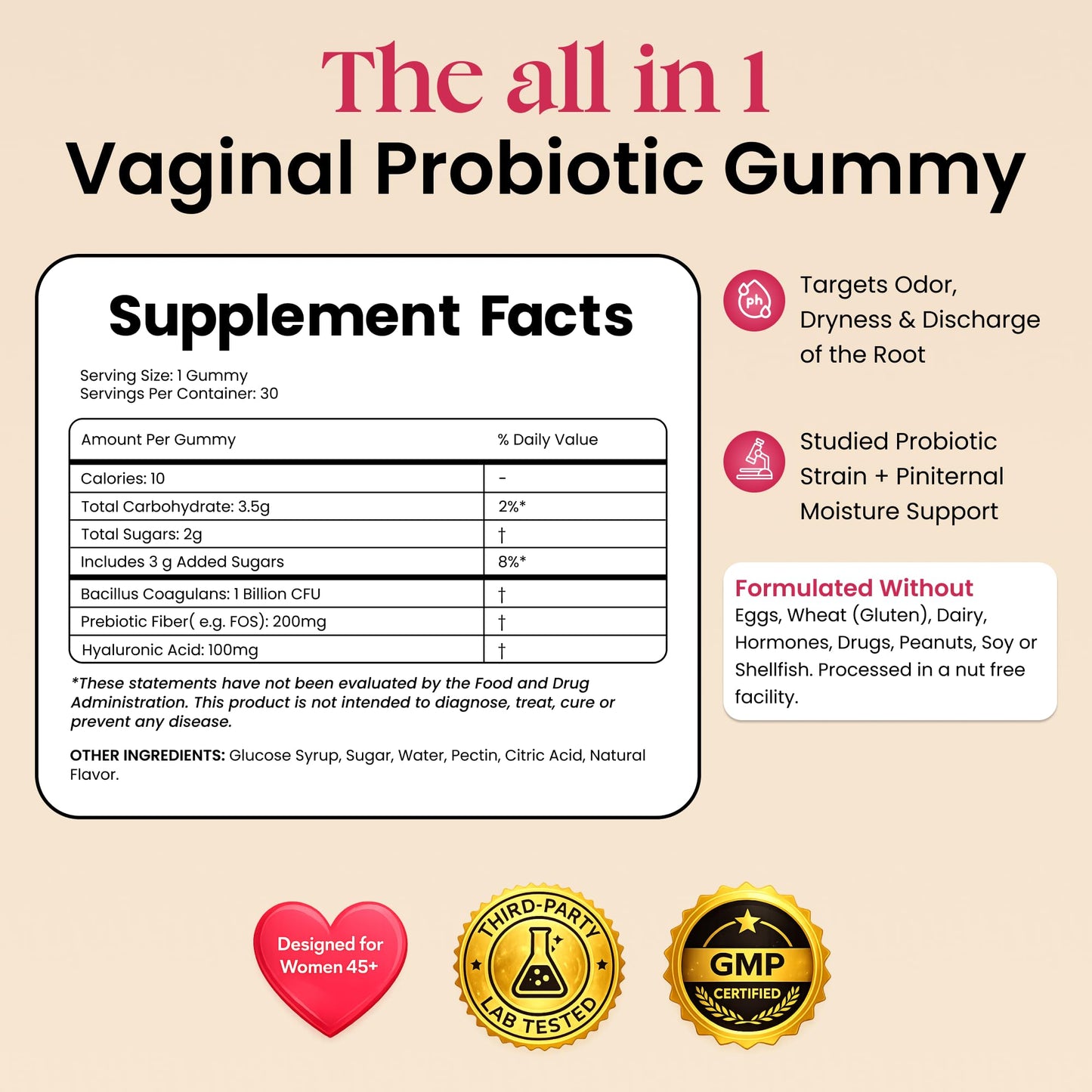 ALLFEMME Flora+ Women’s Vaginal Probiotic Gummies 1 Count