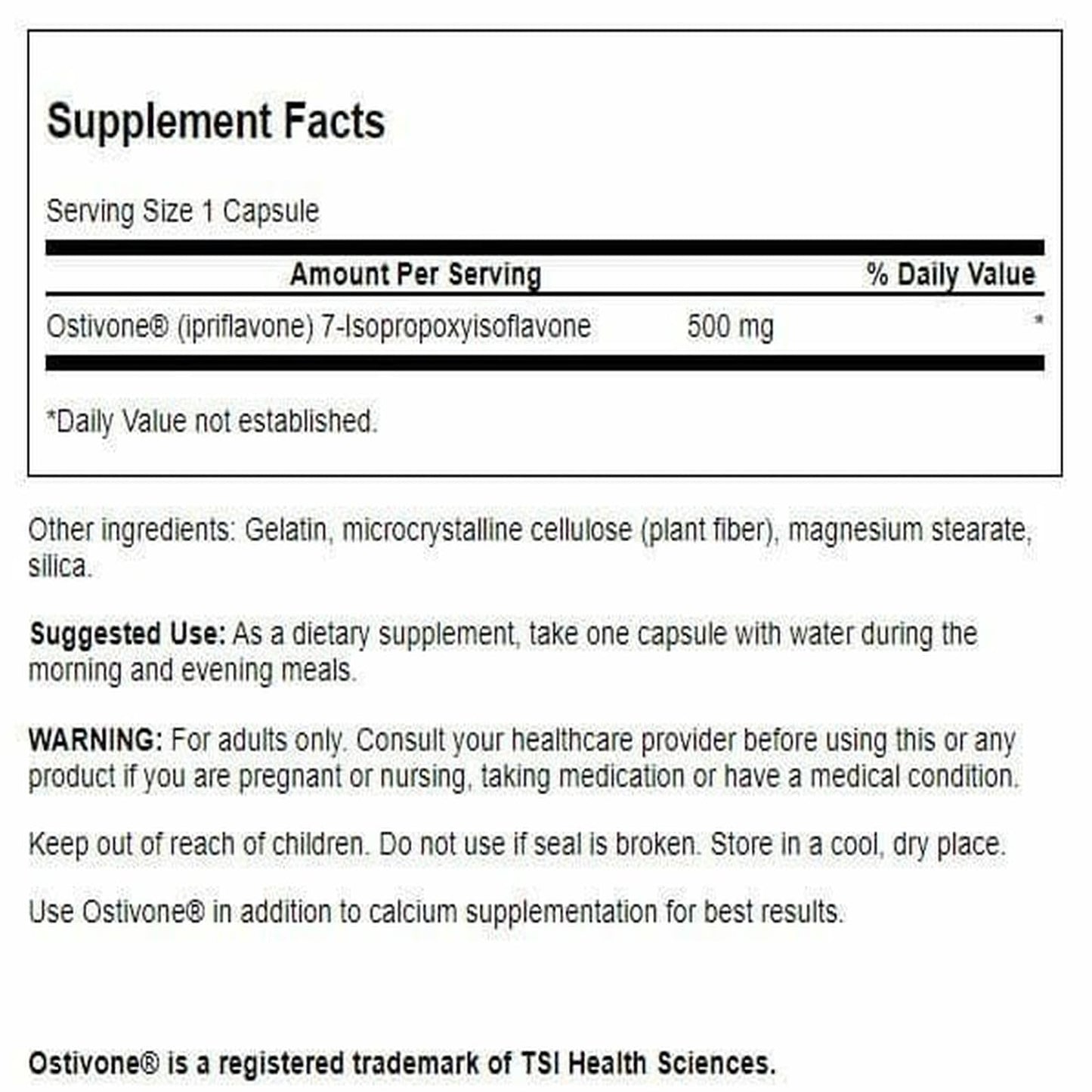 Swanson Ostivone High Potency 500 Milligrams 60 Capsules