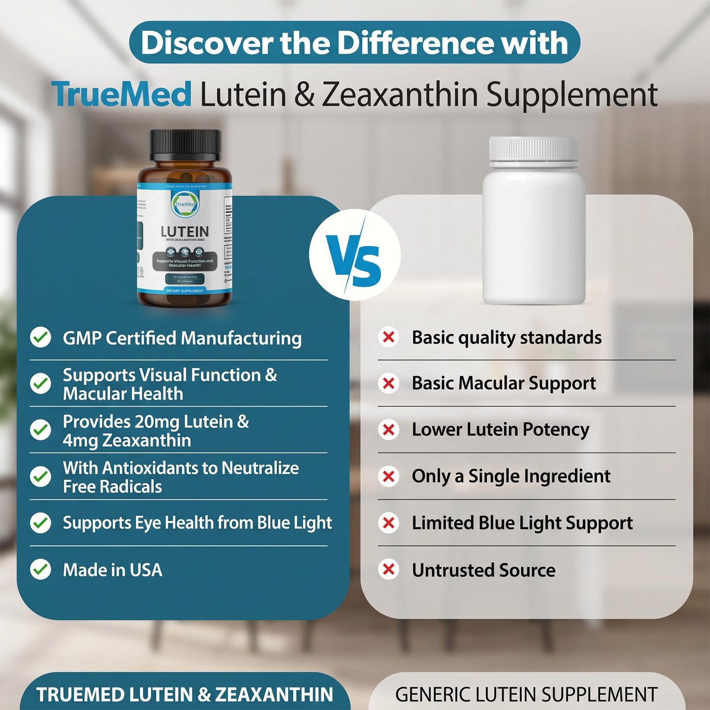 TRUEMED Lutein 20mg with Zeaxanthin 4mg Softgels, 100 Count