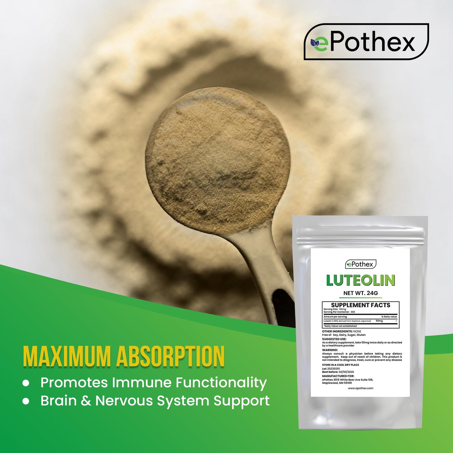 Luteolin Powder ePothex Pure Luteolin Powder, 0.85 Ounce