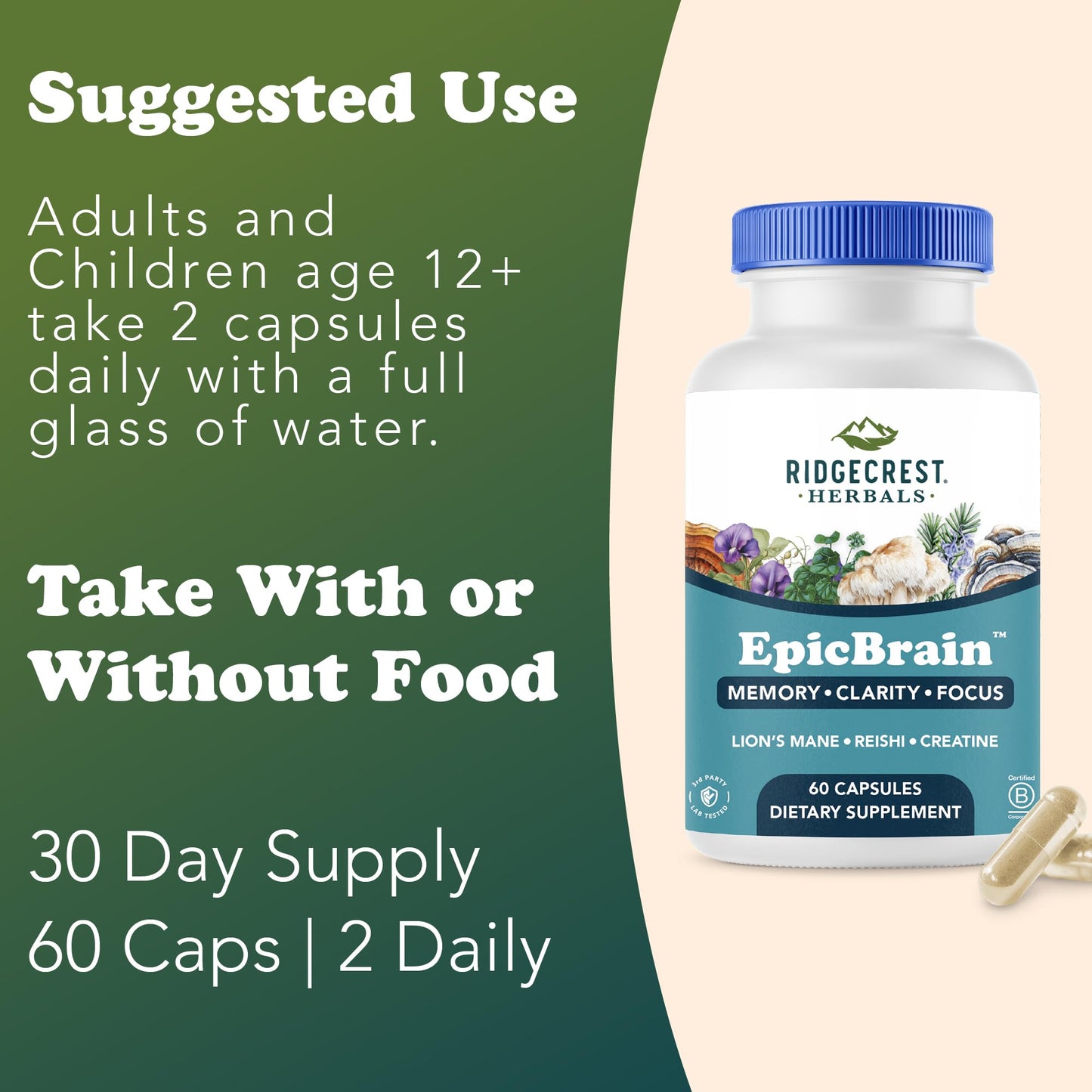 RidgeCrest Herbals EpicBrain Capsule, 60 Count