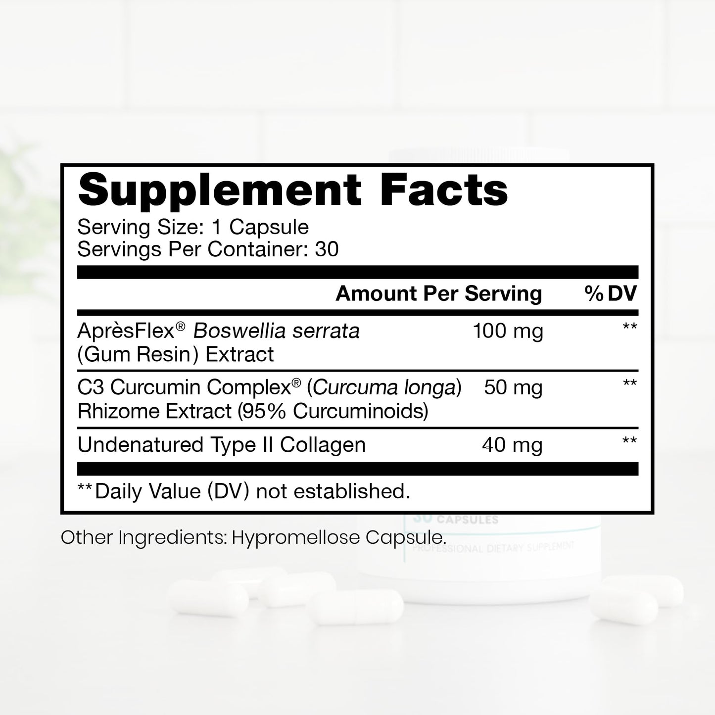 Pure Therapro Rx Boswellia, Curcumin & Type II Collagen Joint Supplement 30 Capsules