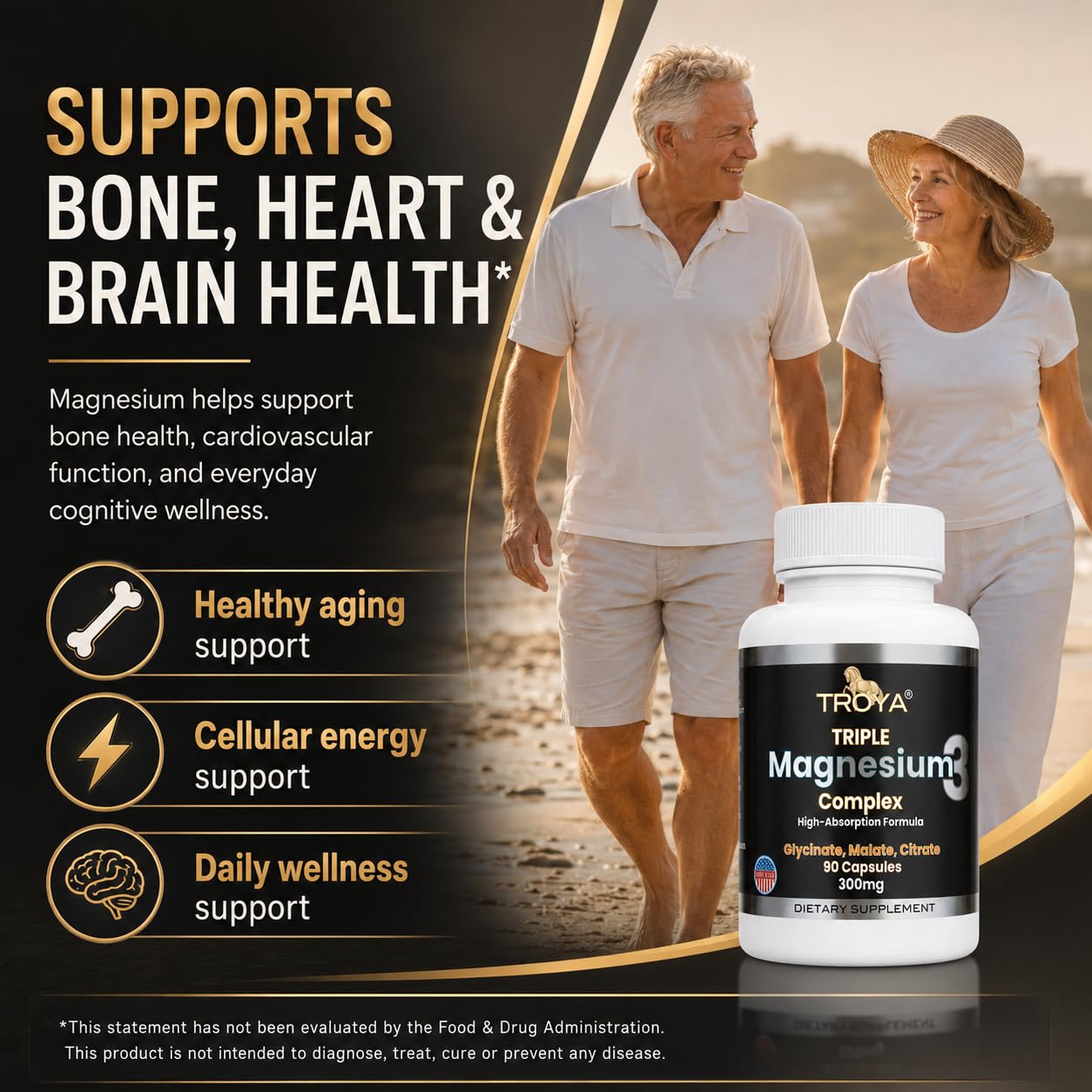 TROYA Triple Complex Magnesium Capsule, 90 Count