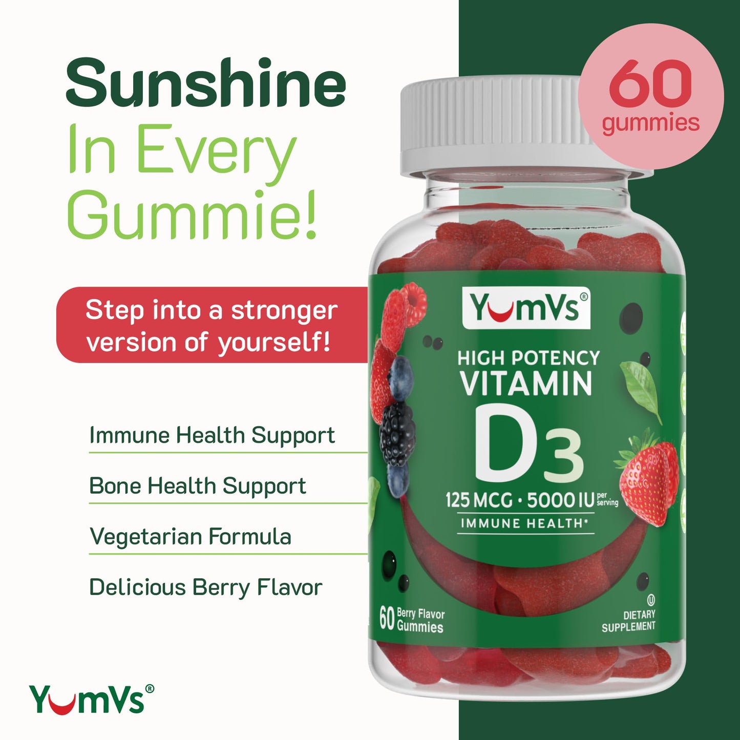 YUM-V'S Vitamin D3 Gummies 60 Count